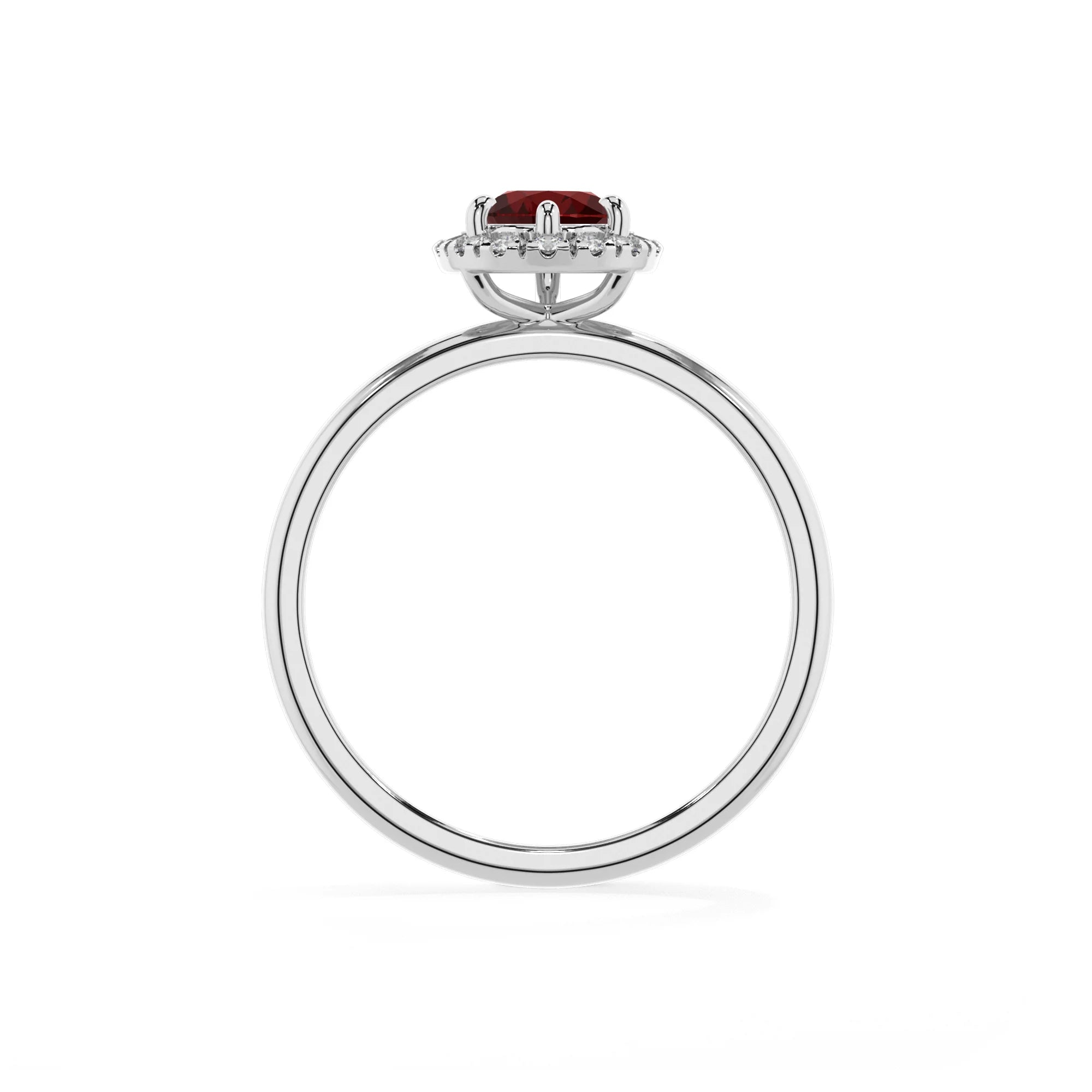 natural garnet pear solitaire rings in platinum