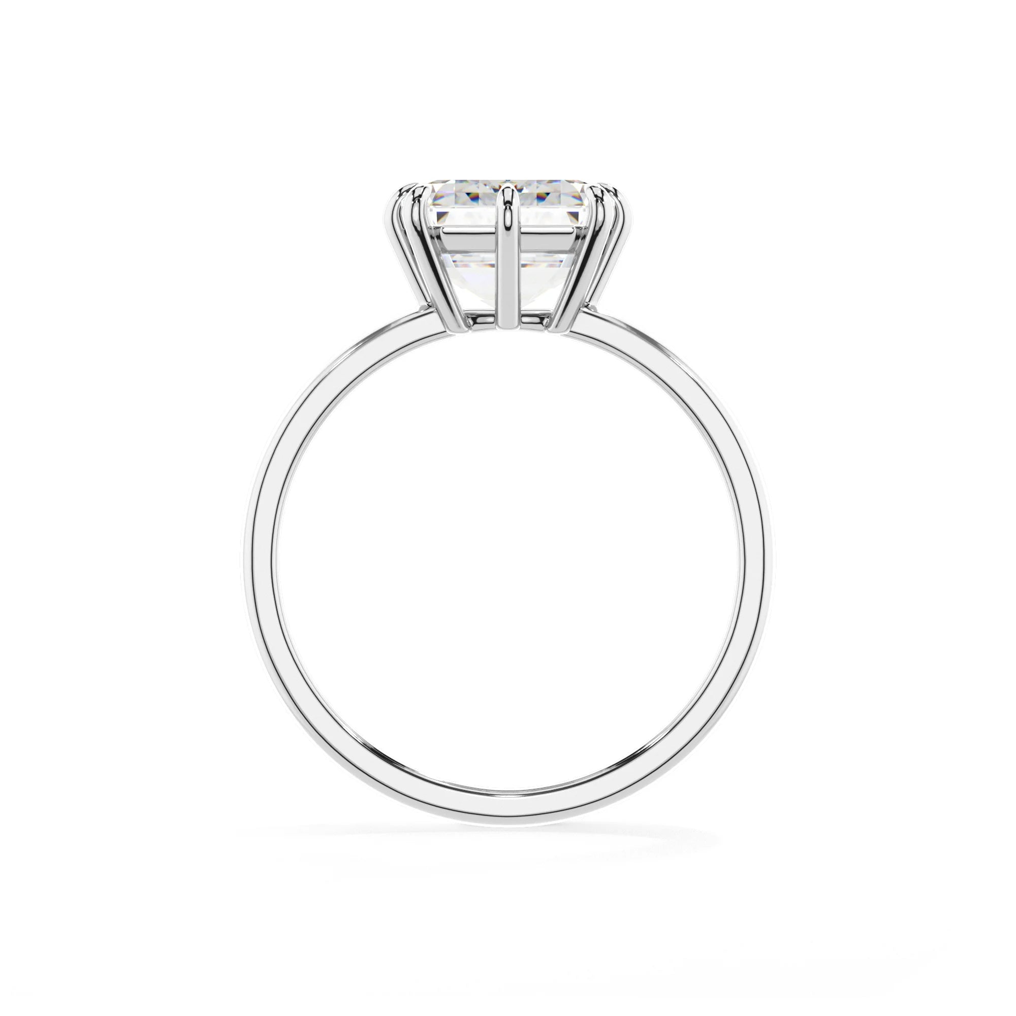 lab grown moissanite asscher solitaire rings in platinum