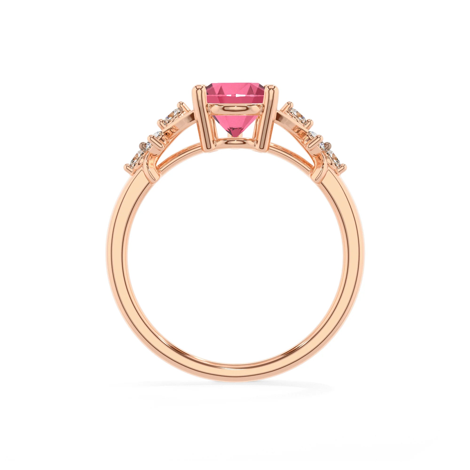 lab grown pink-tourmaline pear solitaire rings in rose gold