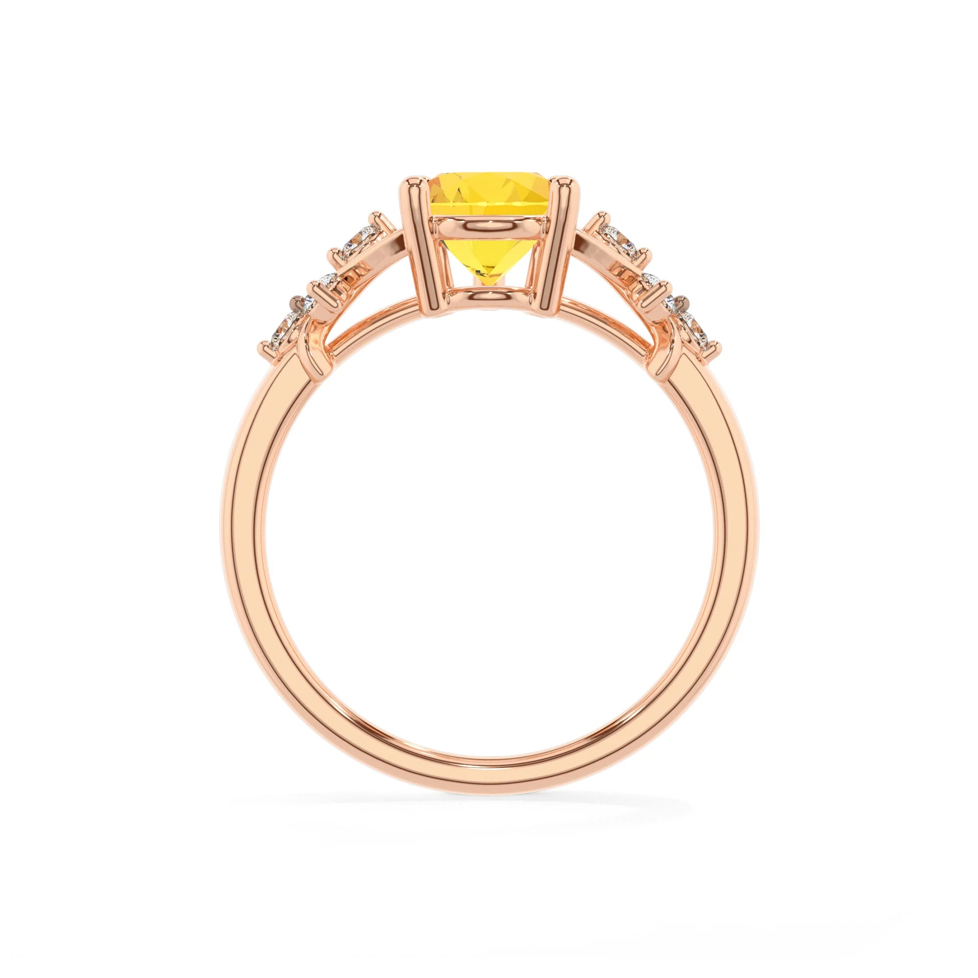 lab grown yellow-sapphire pear solitaire rings in rose gold