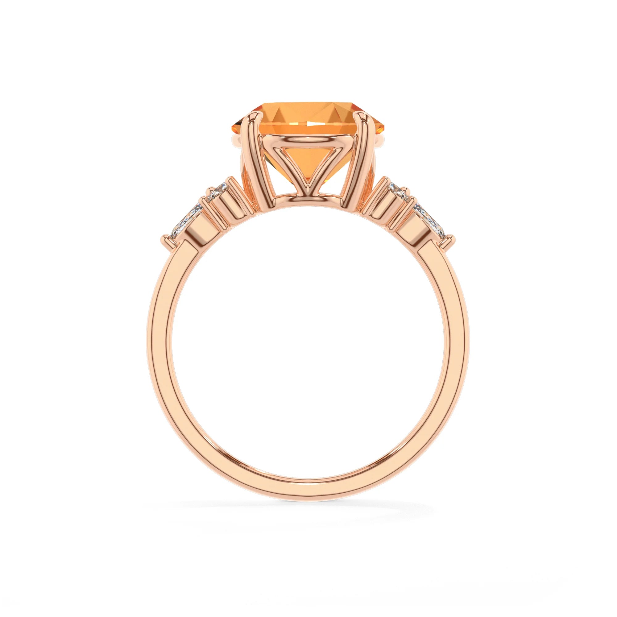 lab grown citrine round solitaire rings in rose gold