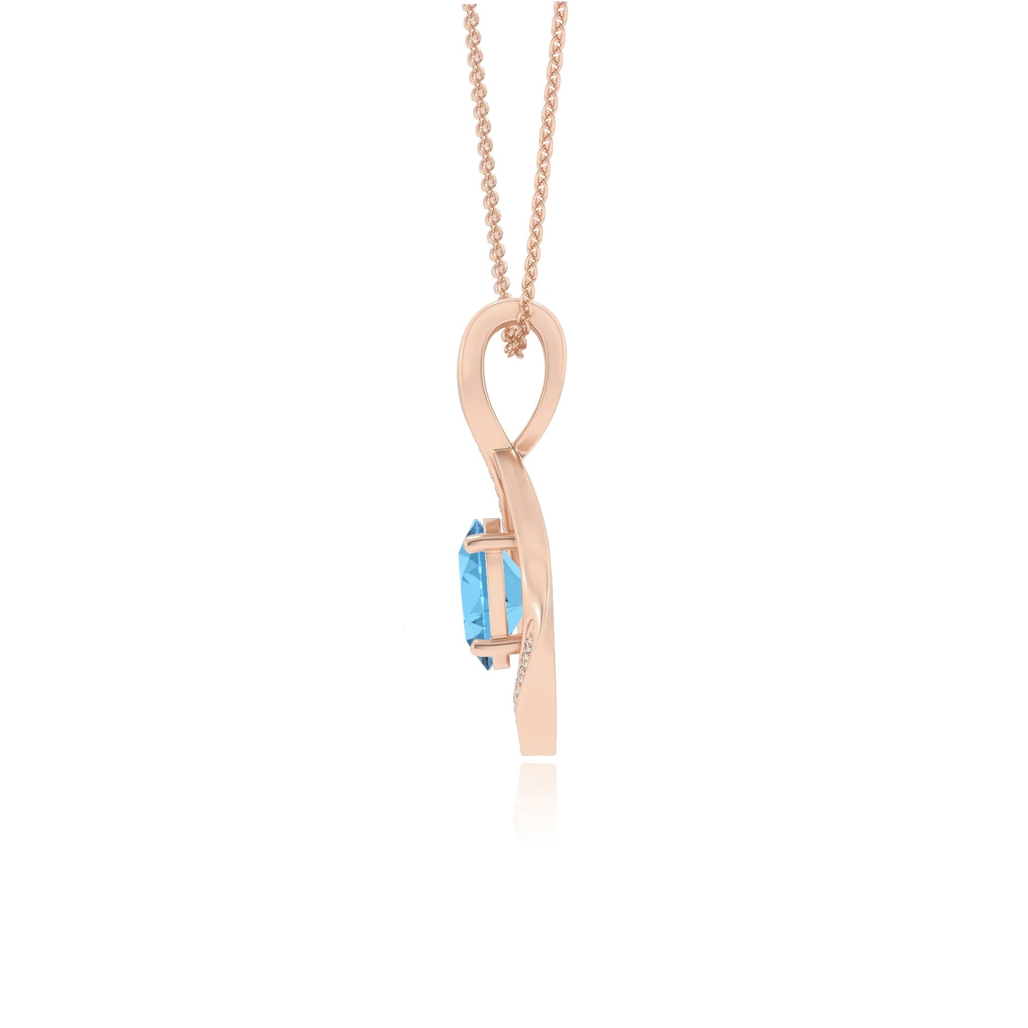 natural swiss-blue-topaz oval solitaire necklaces in rose gold