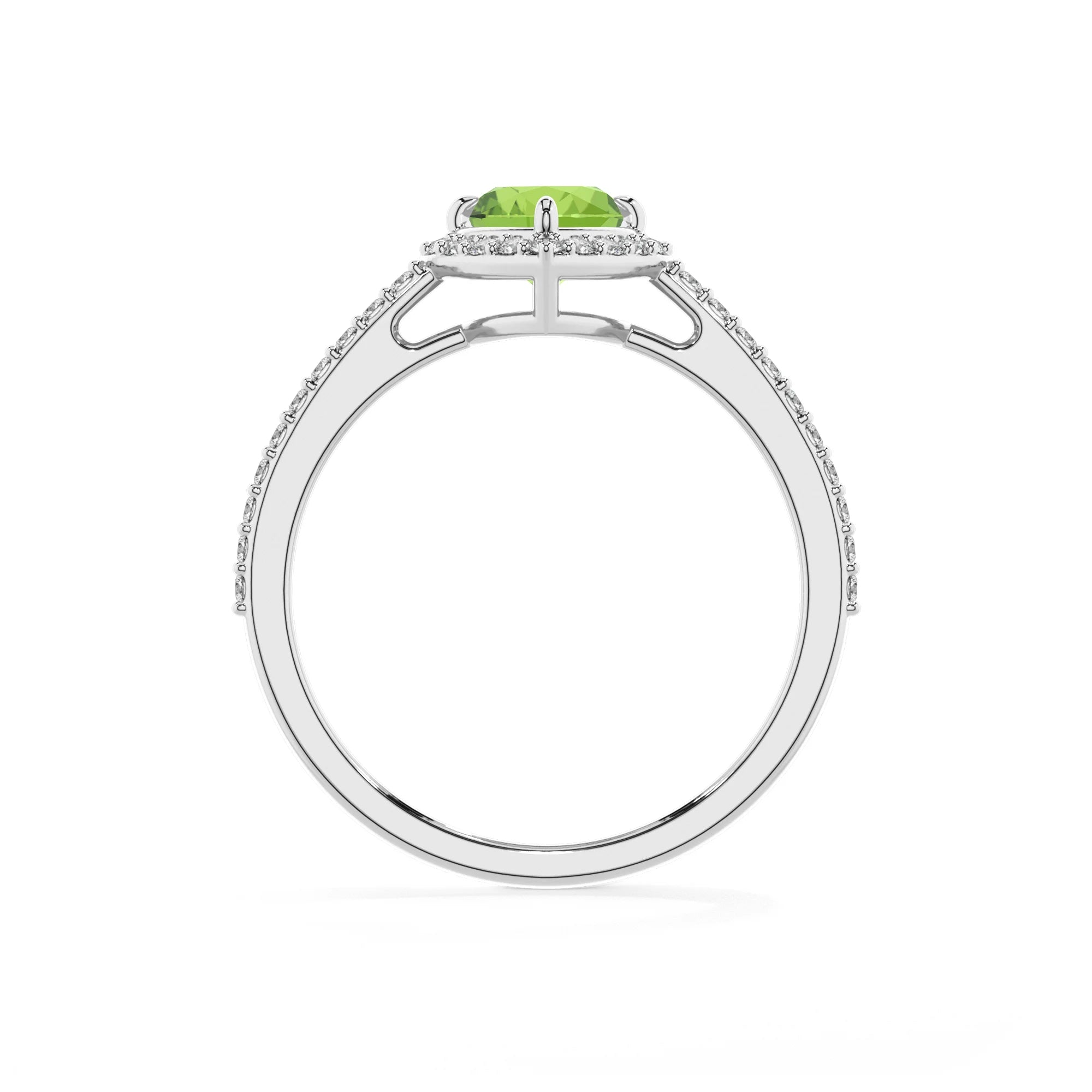 natural peridot heart solitaire rings in platinum
