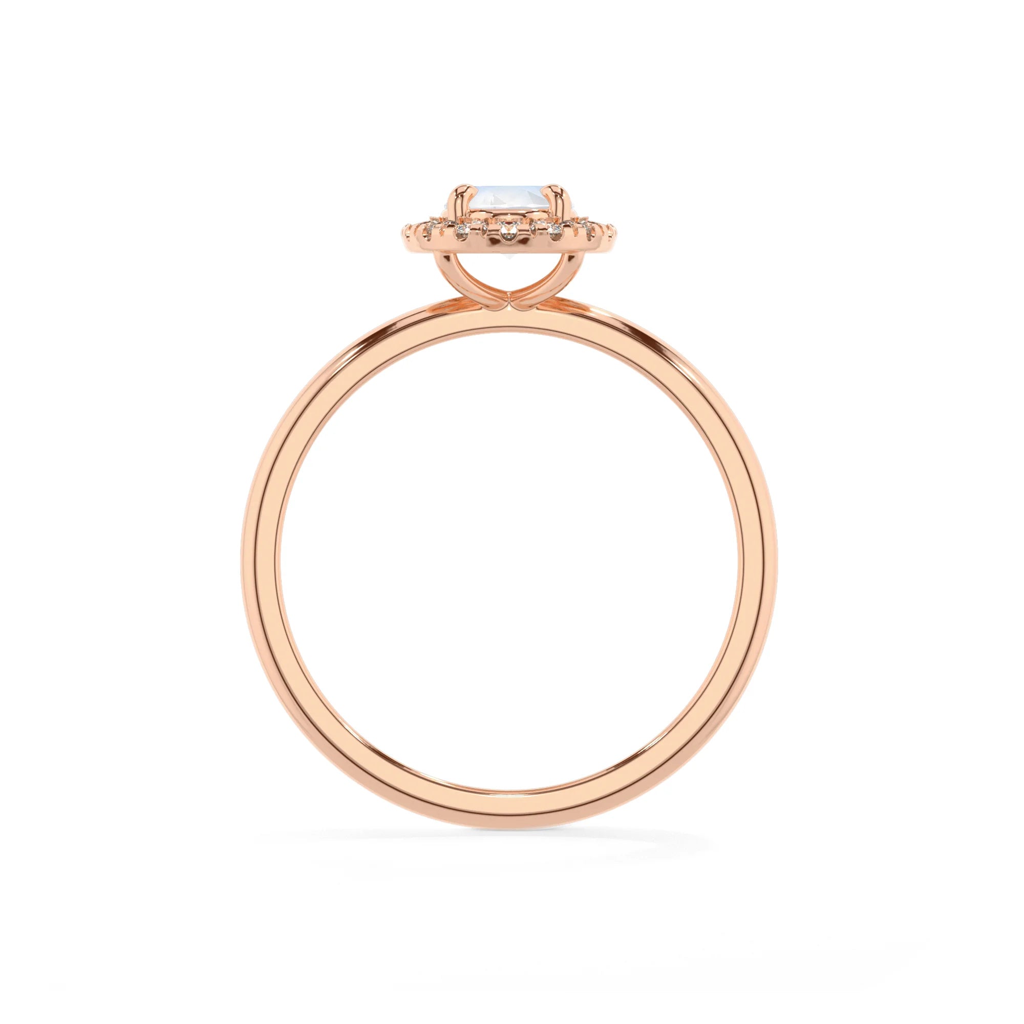 natural rainbow-moonstone oval solitaire rings in rose gold