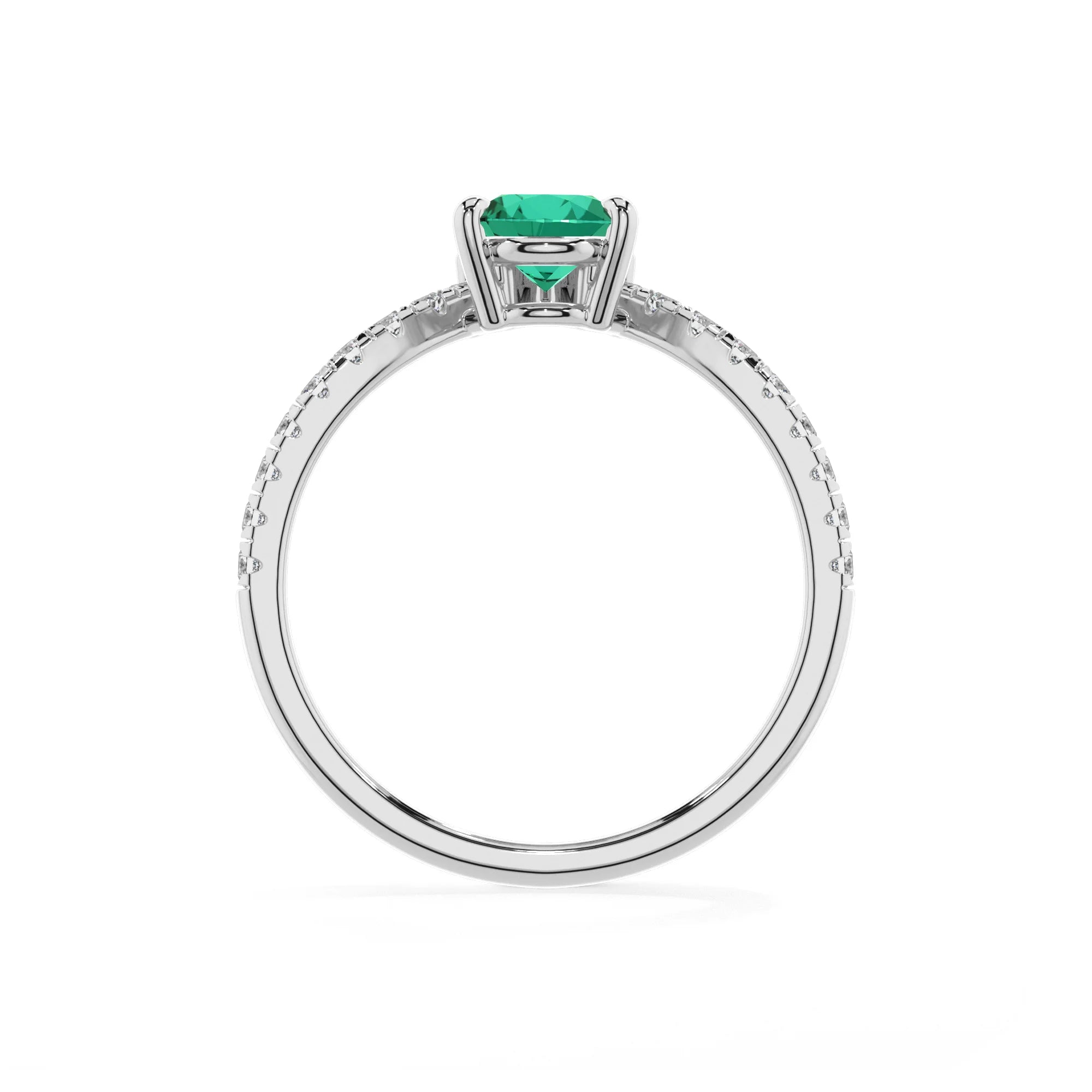 lab grown emerald pear solitaire rings in white gold