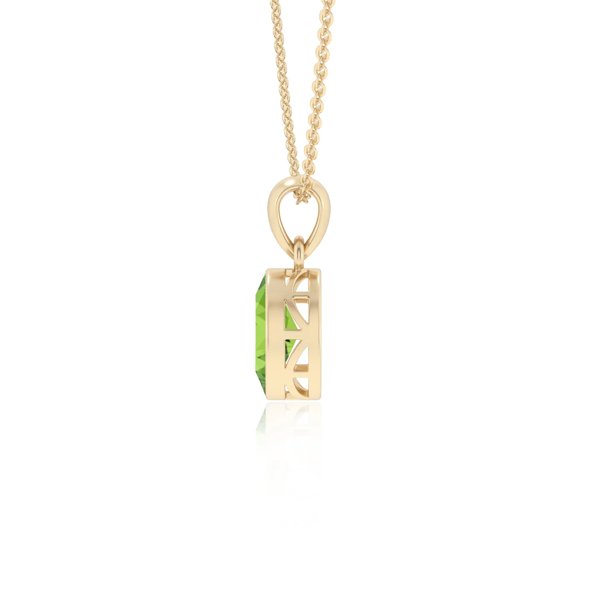 natural peridot oval solitaire necklaces in yellow gold