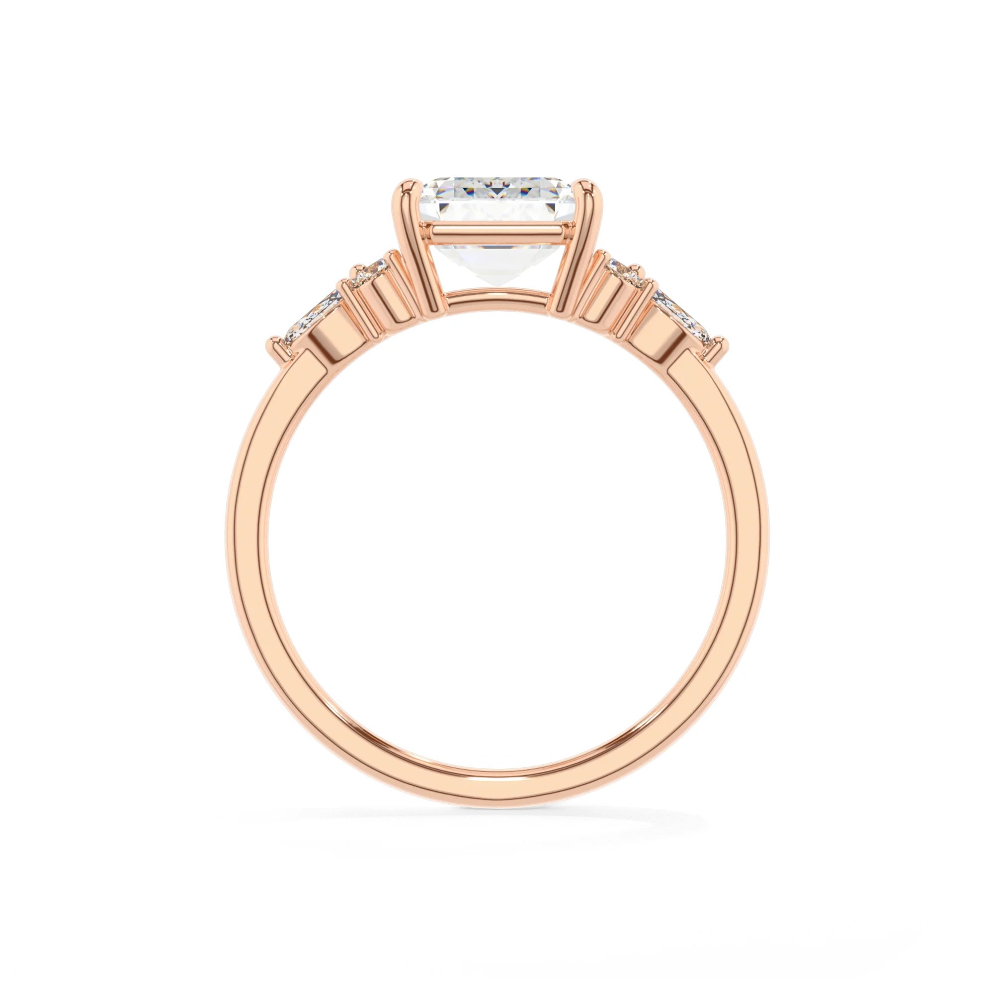 lab grown moissanite asscher solitaire rings in rose gold