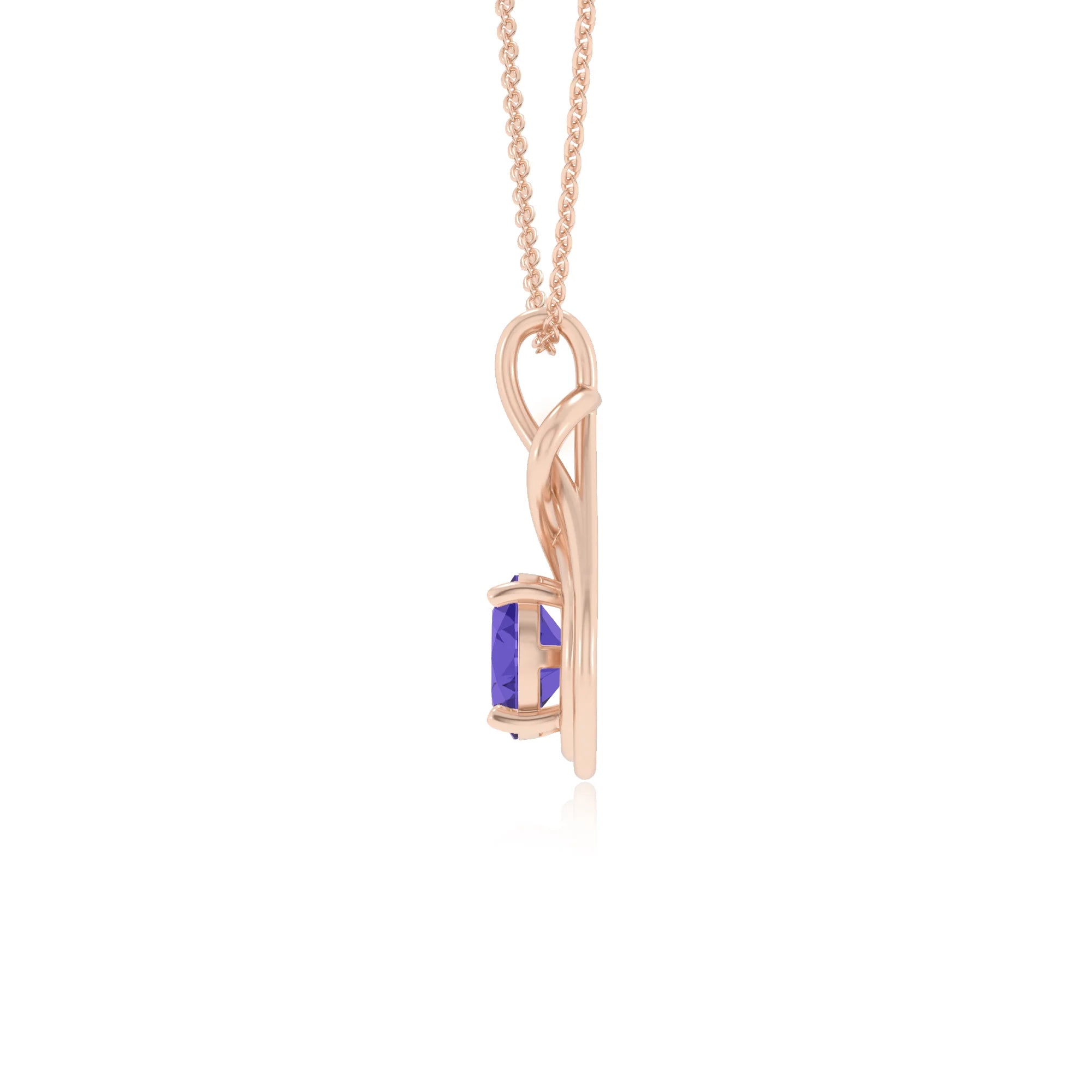 lab grown tanzanite round solitaire necklaces in rose gold