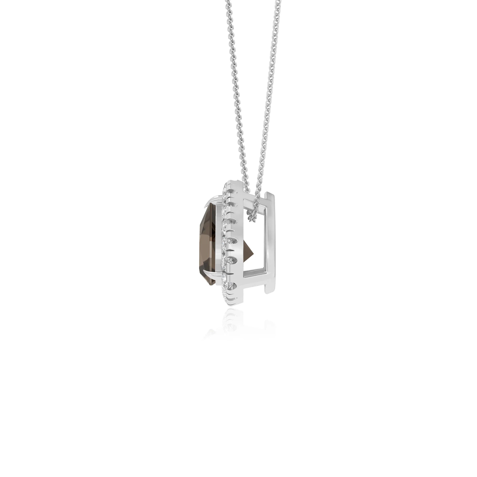 natural smoky quartz trillion solitaire necklaces in white gold
