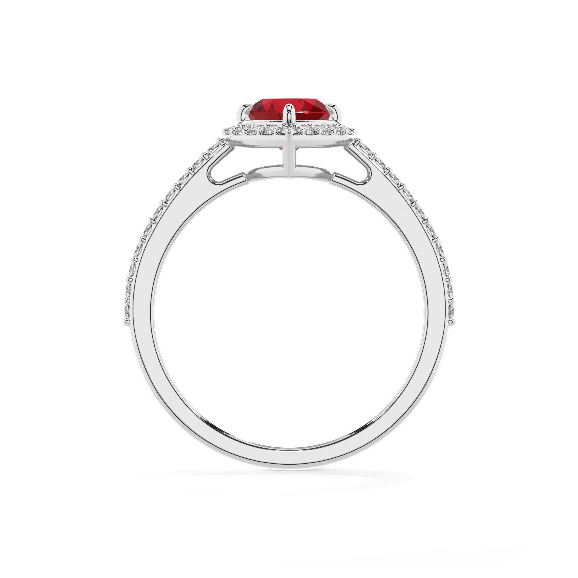 lab grown ruby heart solitaire rings in white gold