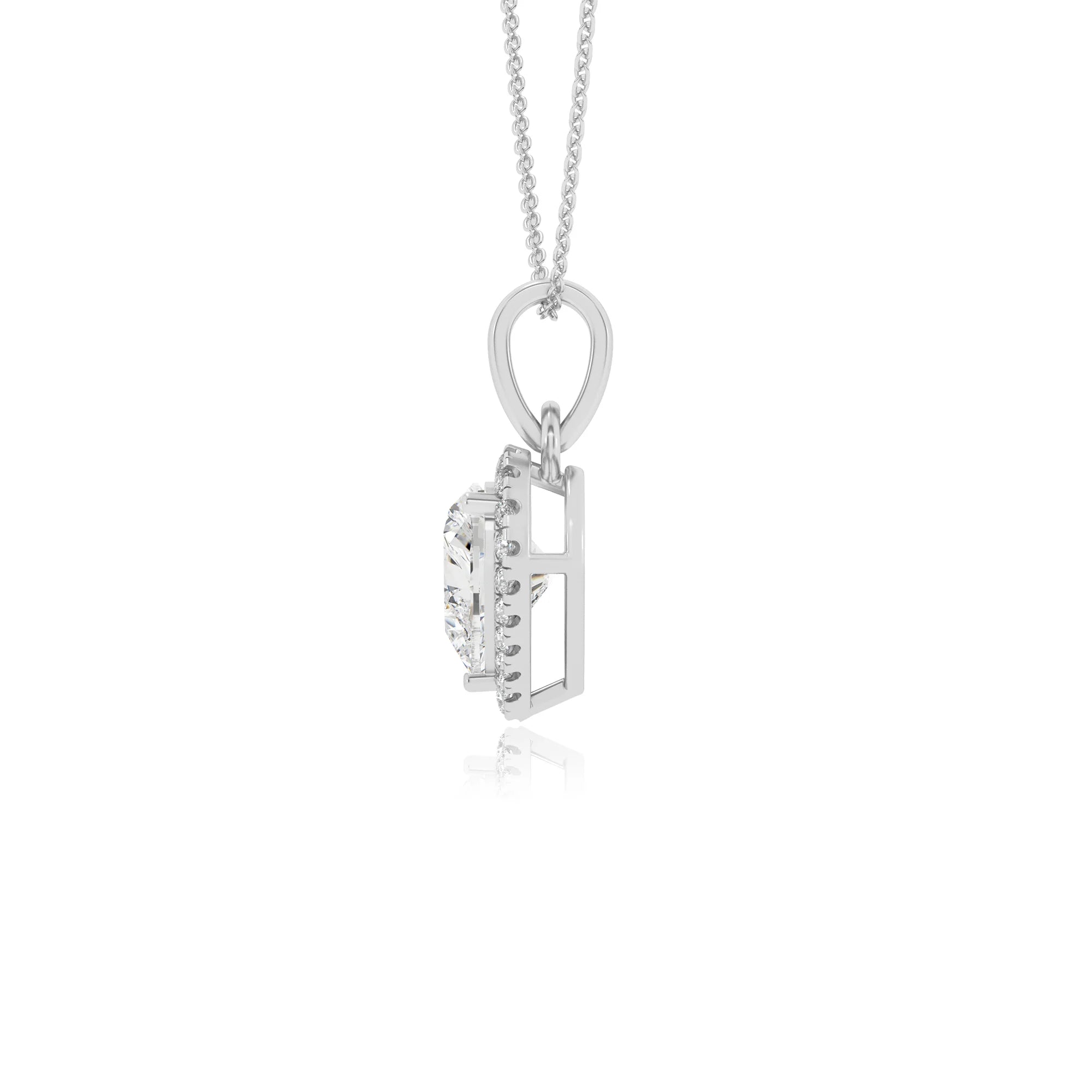 lab grown moissanite heart solitaire necklaces in platinum