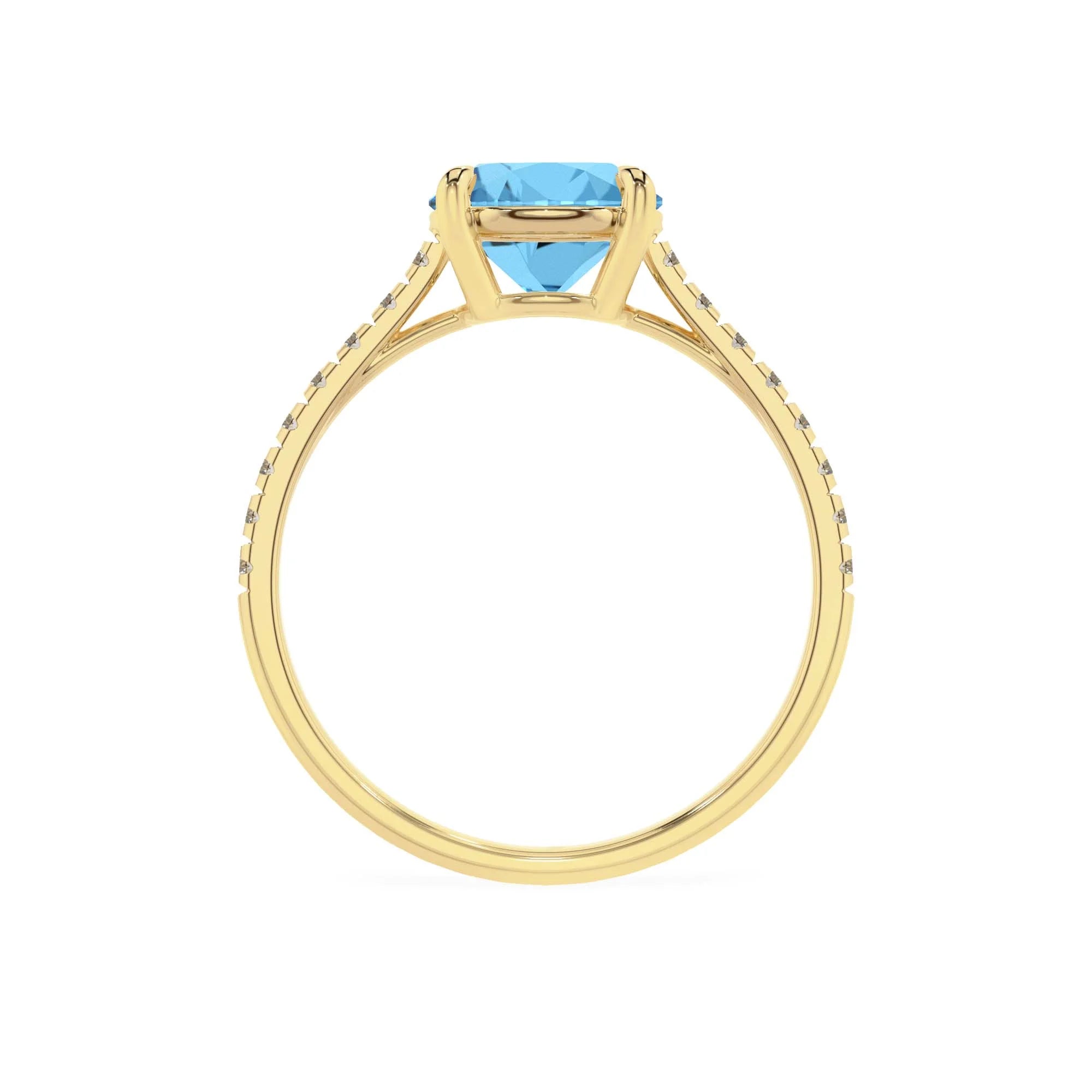 natural swiss-blue-topaz round half eternity solitaire engagement rings in yellow gold