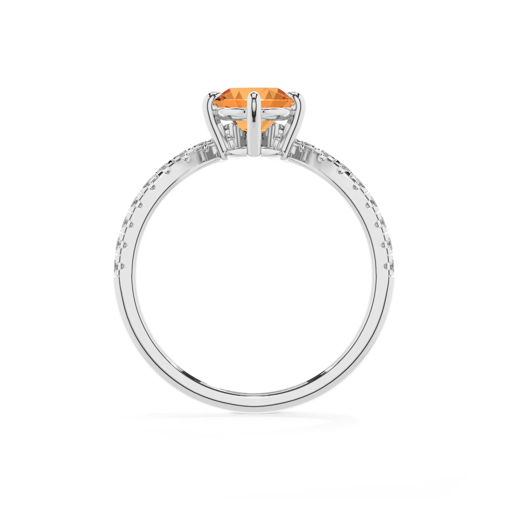 lab grown citrine oval solitaire rings in white gold