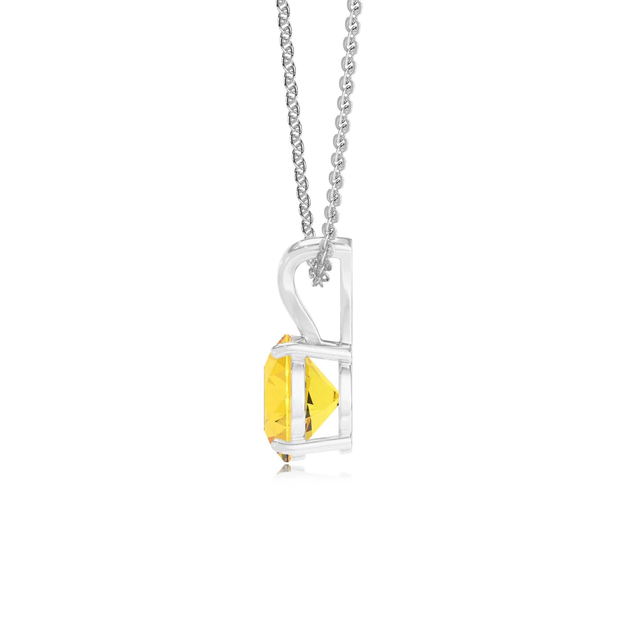 lab grown yellow-sapphire round solitaire v-bale necklaces in sterling silver