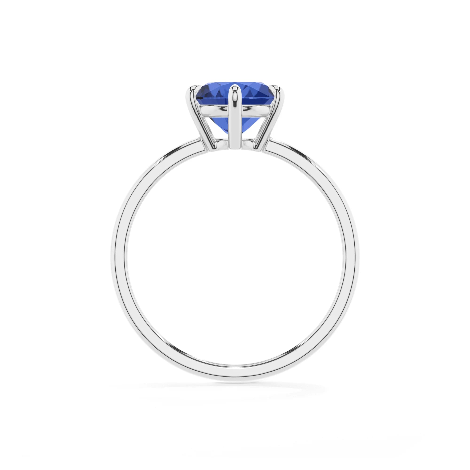 lab grown blue-sapphire round solitaire rings in sterling silver