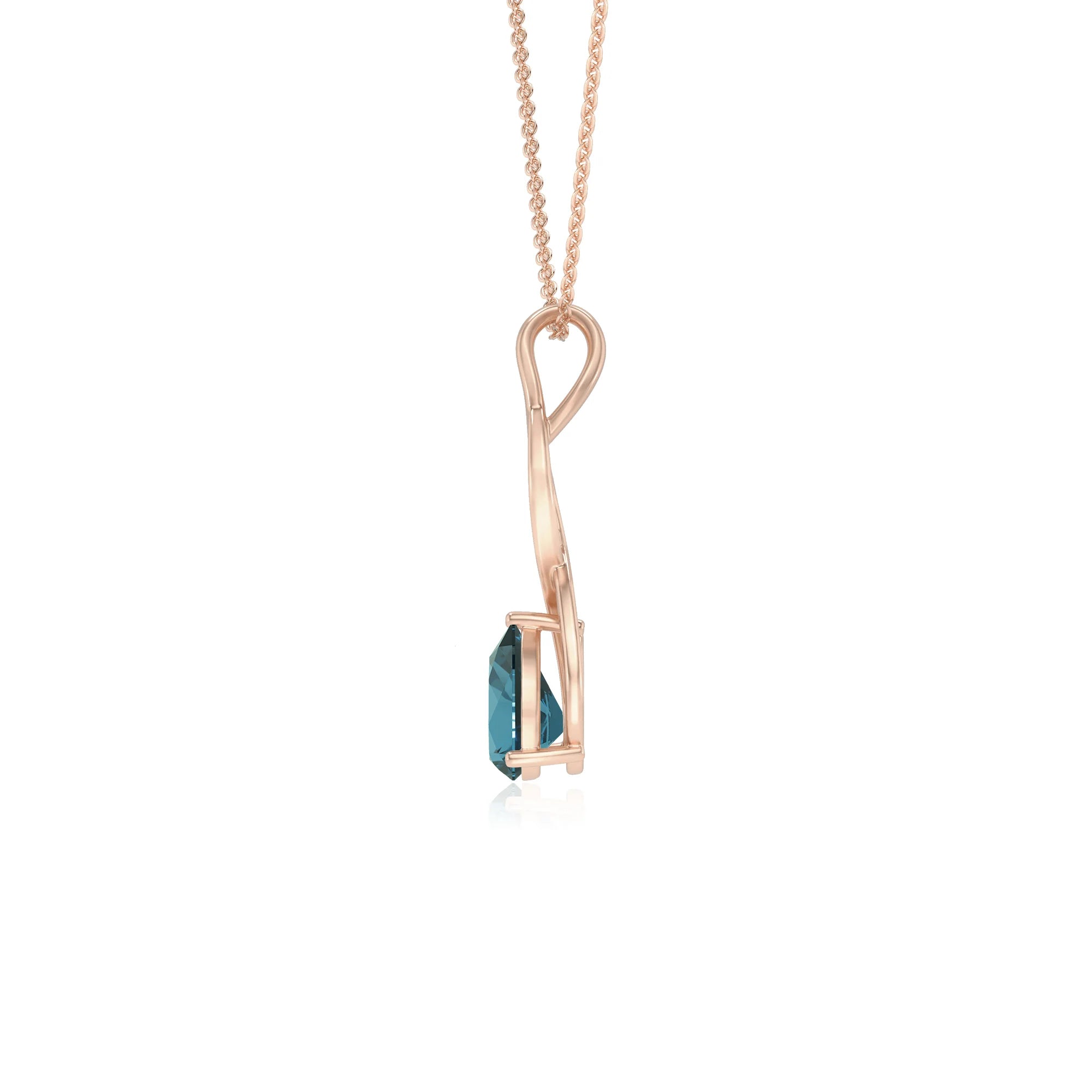 natural london-blue-topaz pear solitaire necklaces in rose gold