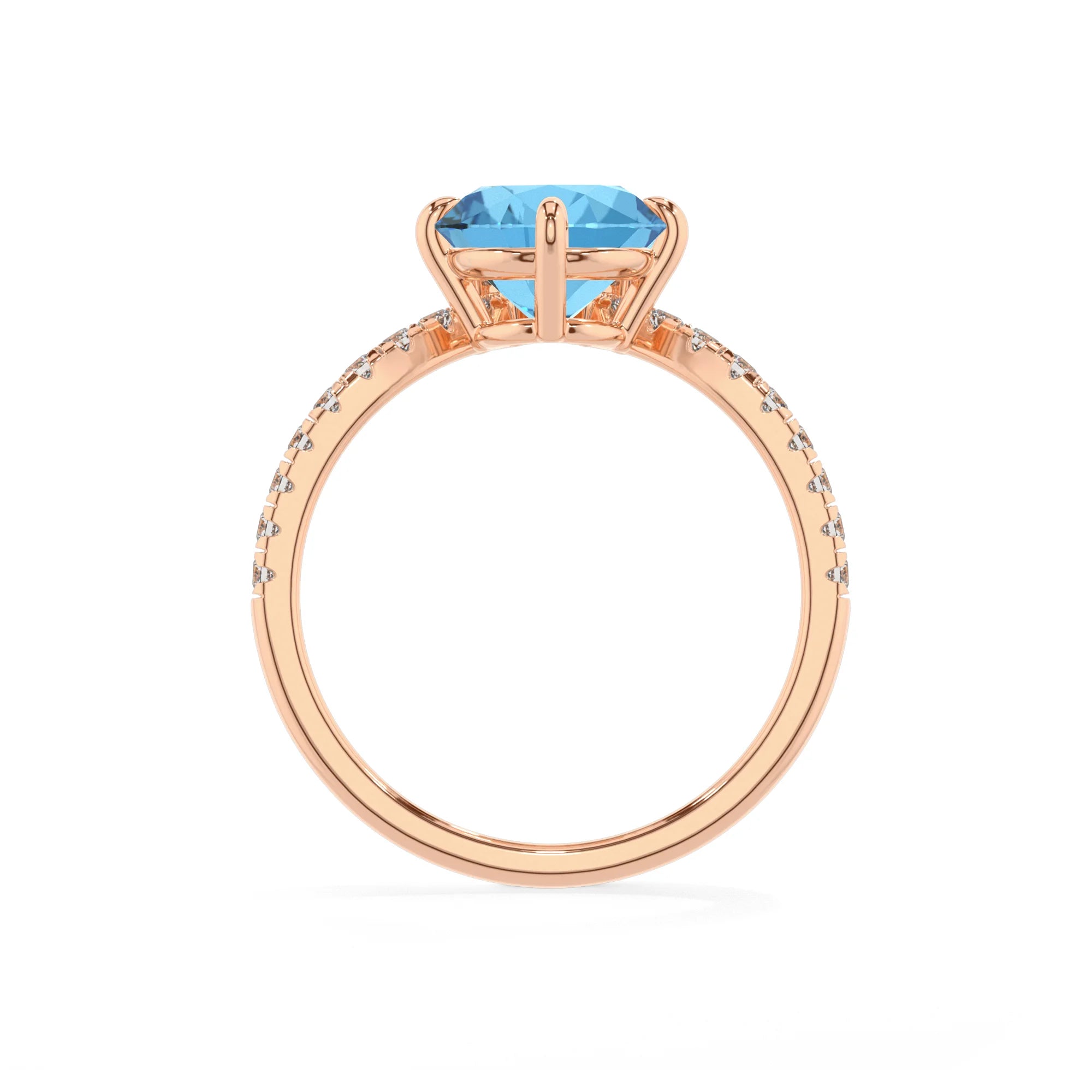 natural swiss-blue-topaz round solitaire rings in rose gold
