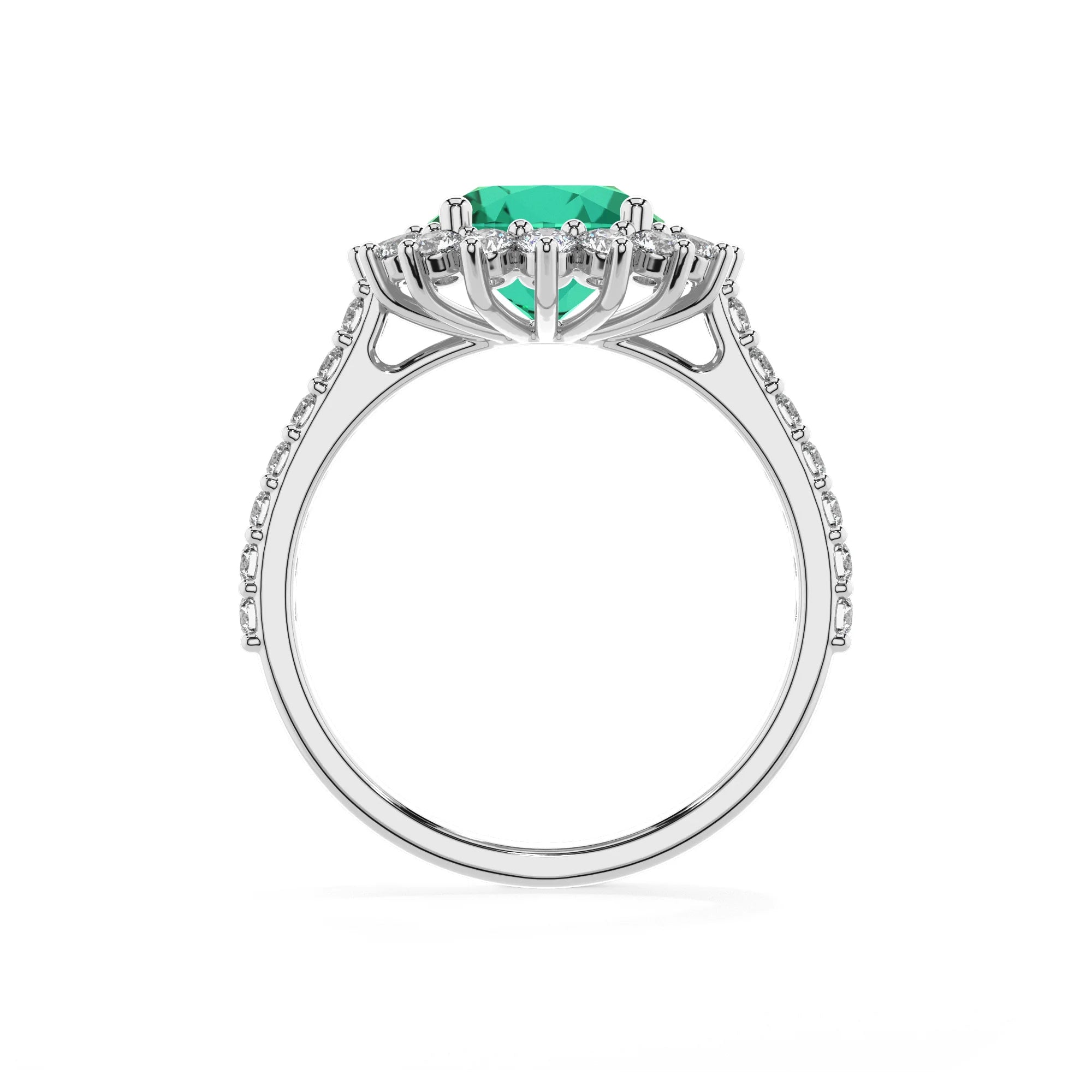 lab grown emerald round solitaire rings in platinum