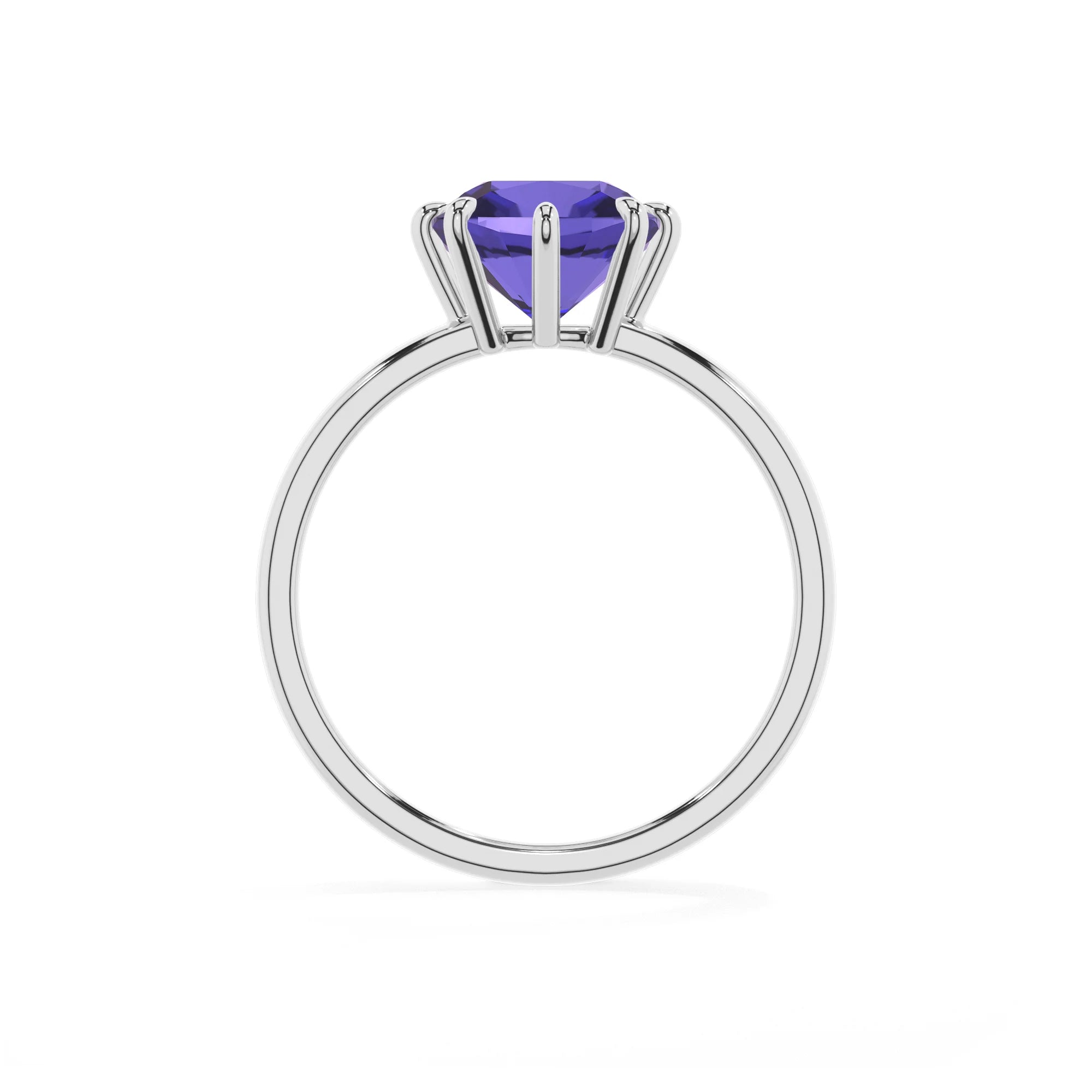 lab grown tanzanite cushion solitaire rings in platinum