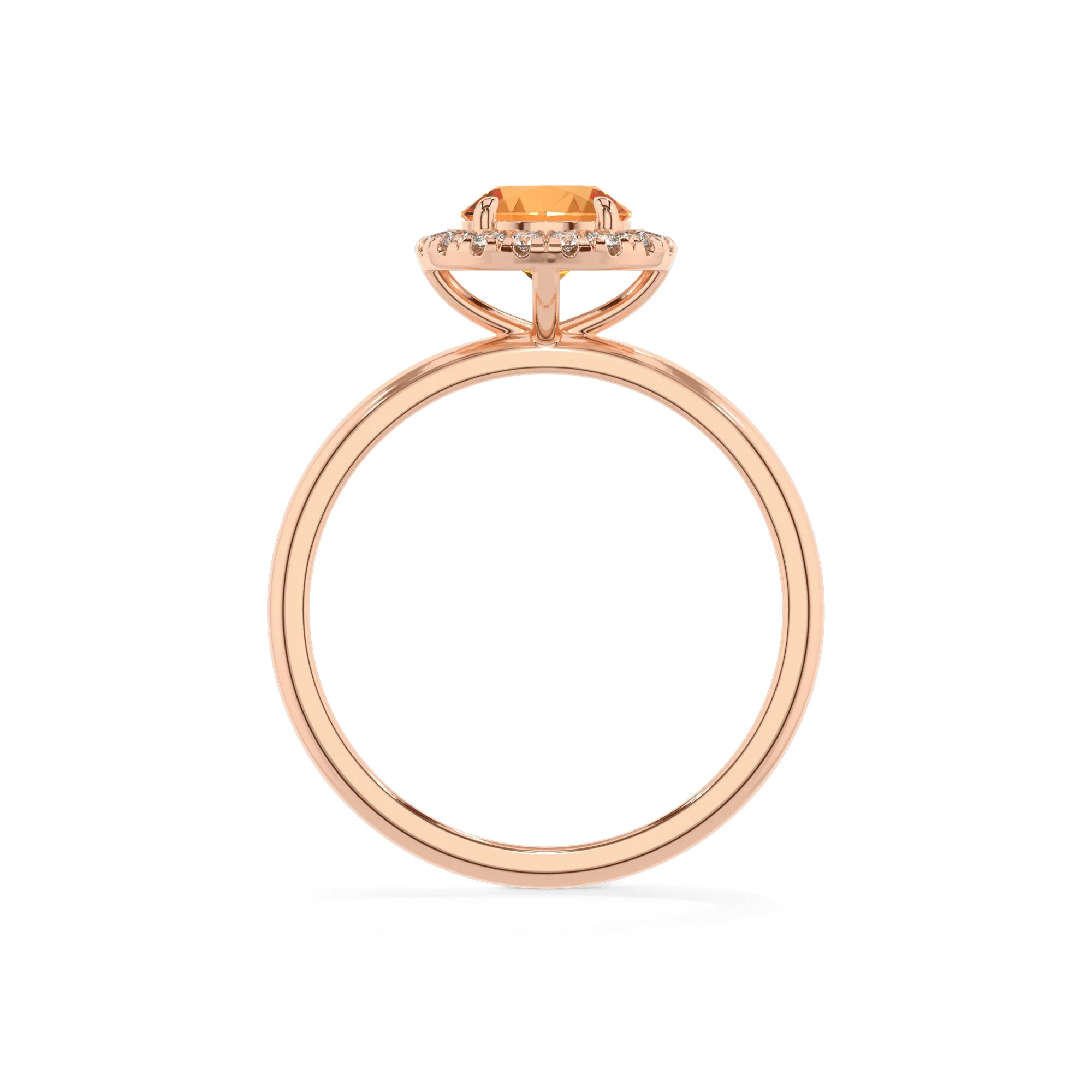 lab grown citrine round solitaire rings in rose gold