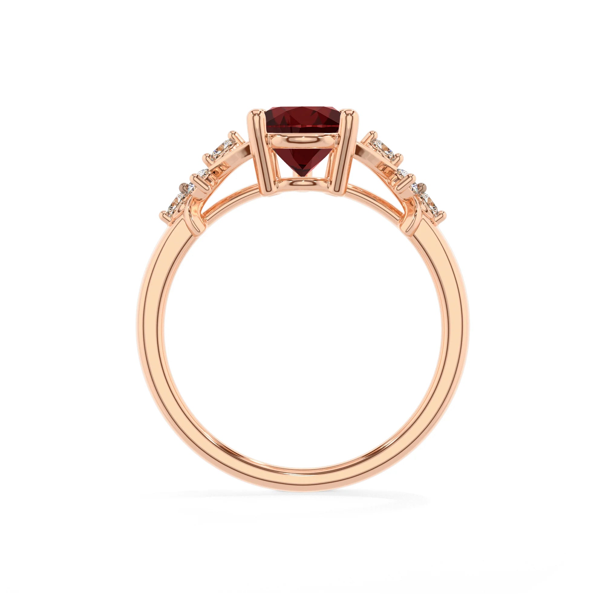 natural garnet pear solitaire rings in rose gold