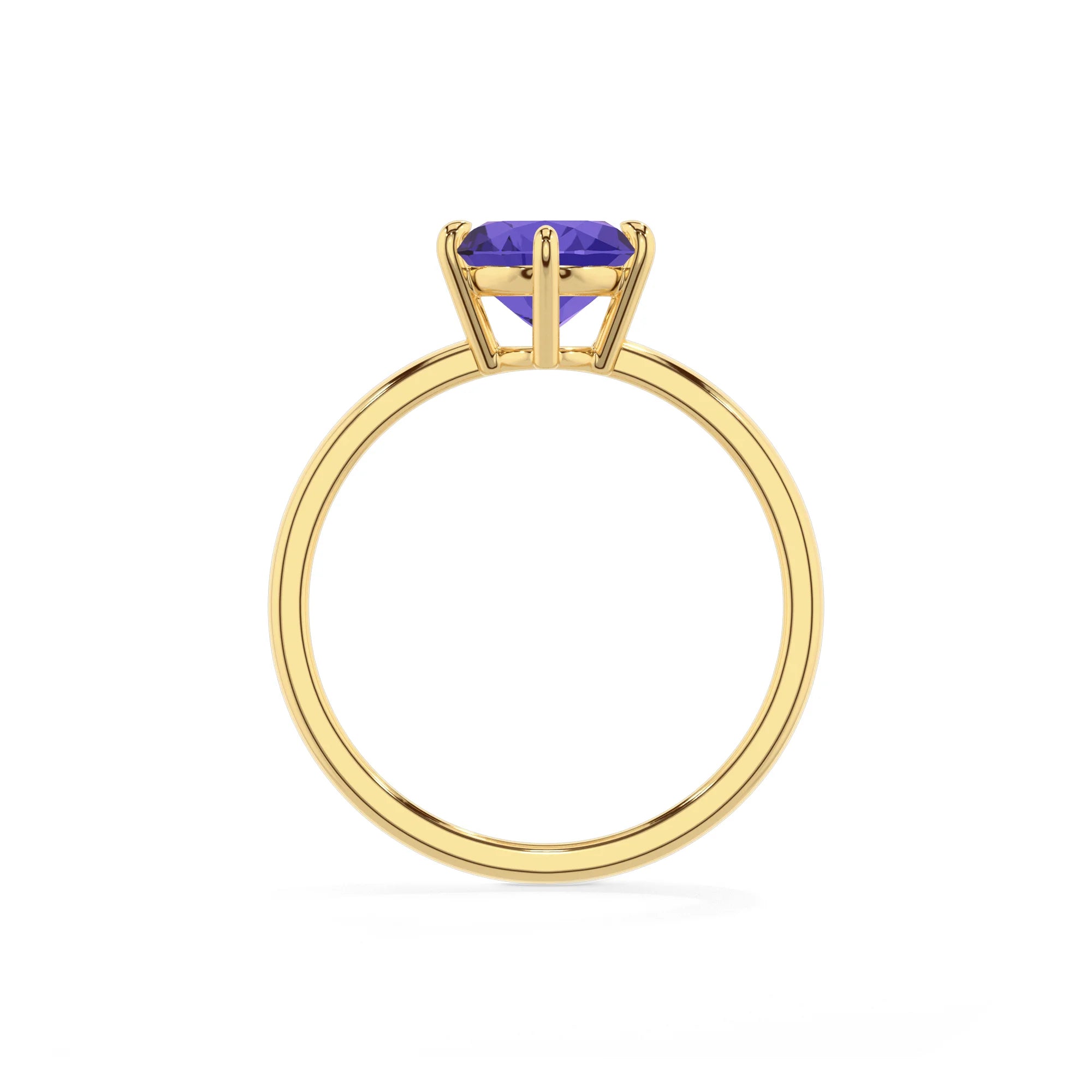 lab grown tanzanite oval solitaire rings in yellow gold