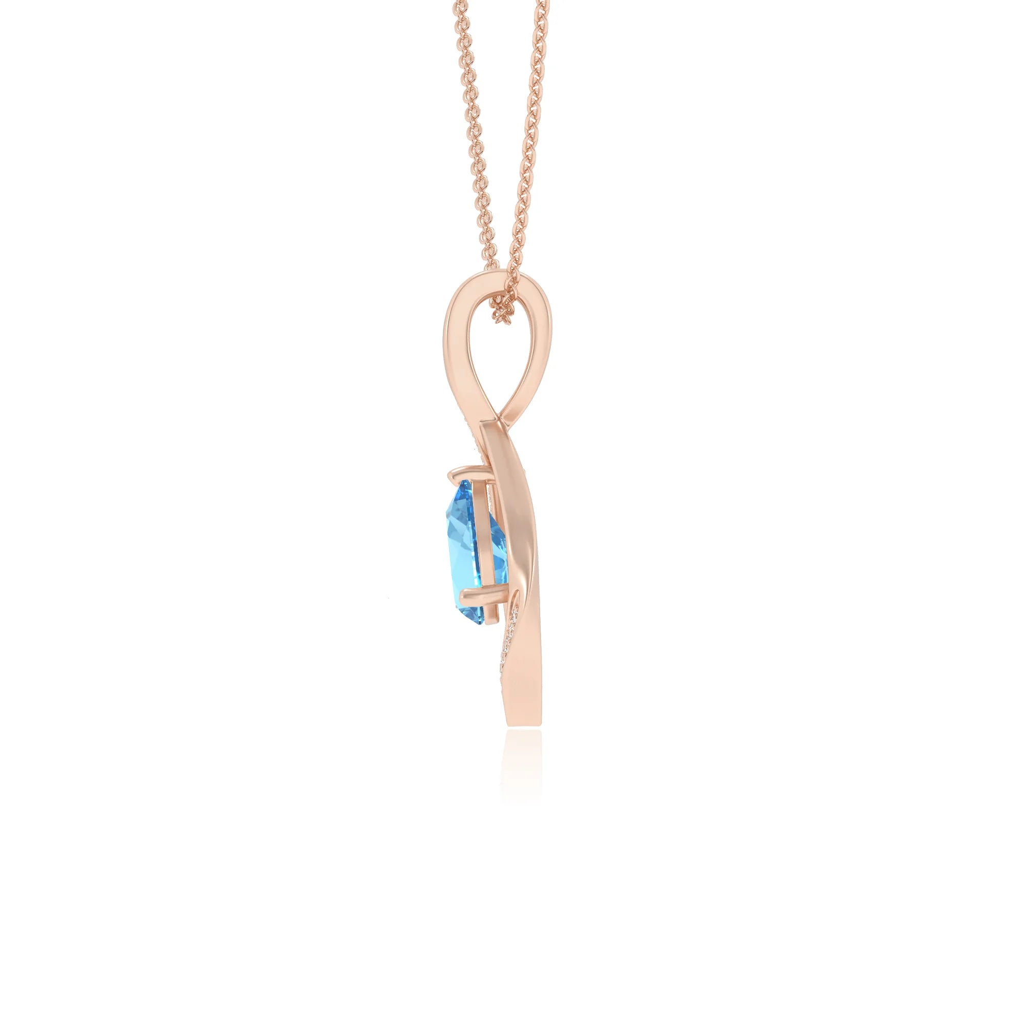 natural swiss-blue-topaz pear solitaire necklaces in rose gold