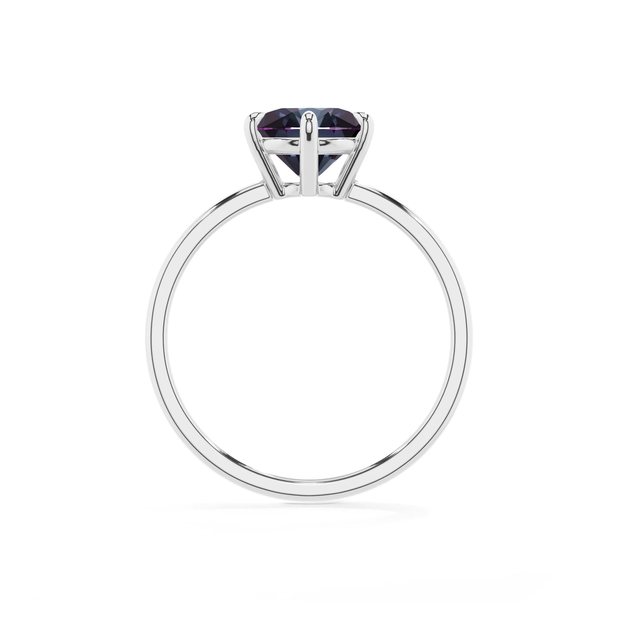 lab grown alexandrite round solitaire rings in platinum