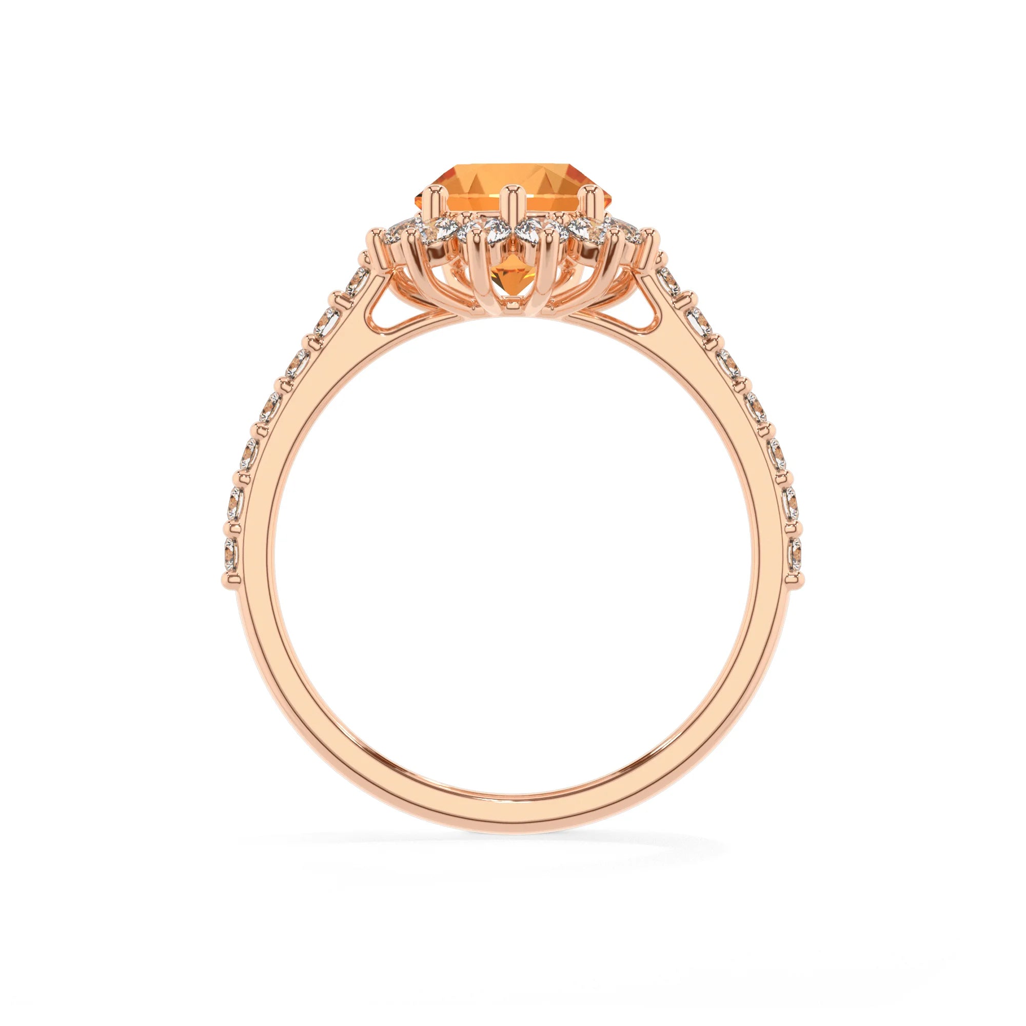lab grown citrine pear solitaire rings in rose gold