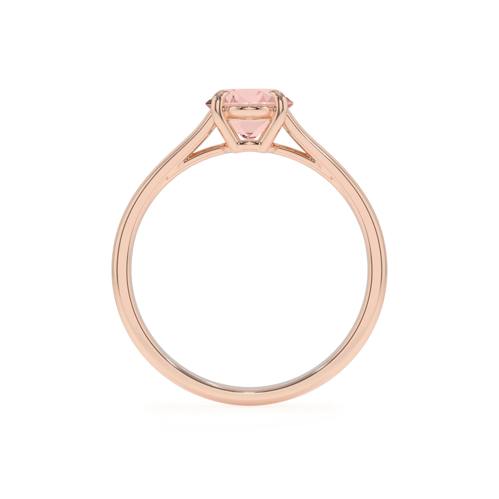 lab grown morganite oval solitaire rings in rose gold