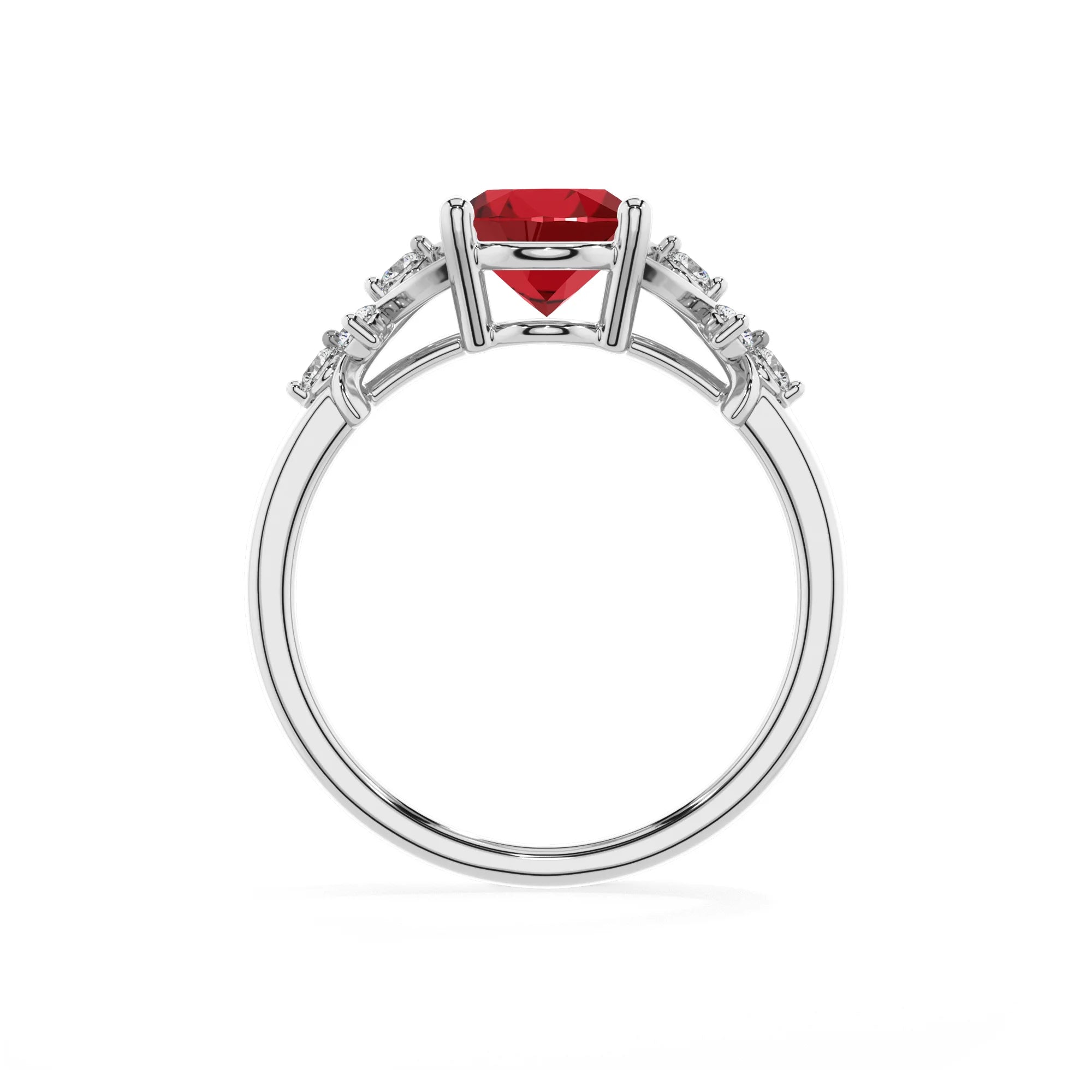 lab grown ruby oval solitaire rings in platinum