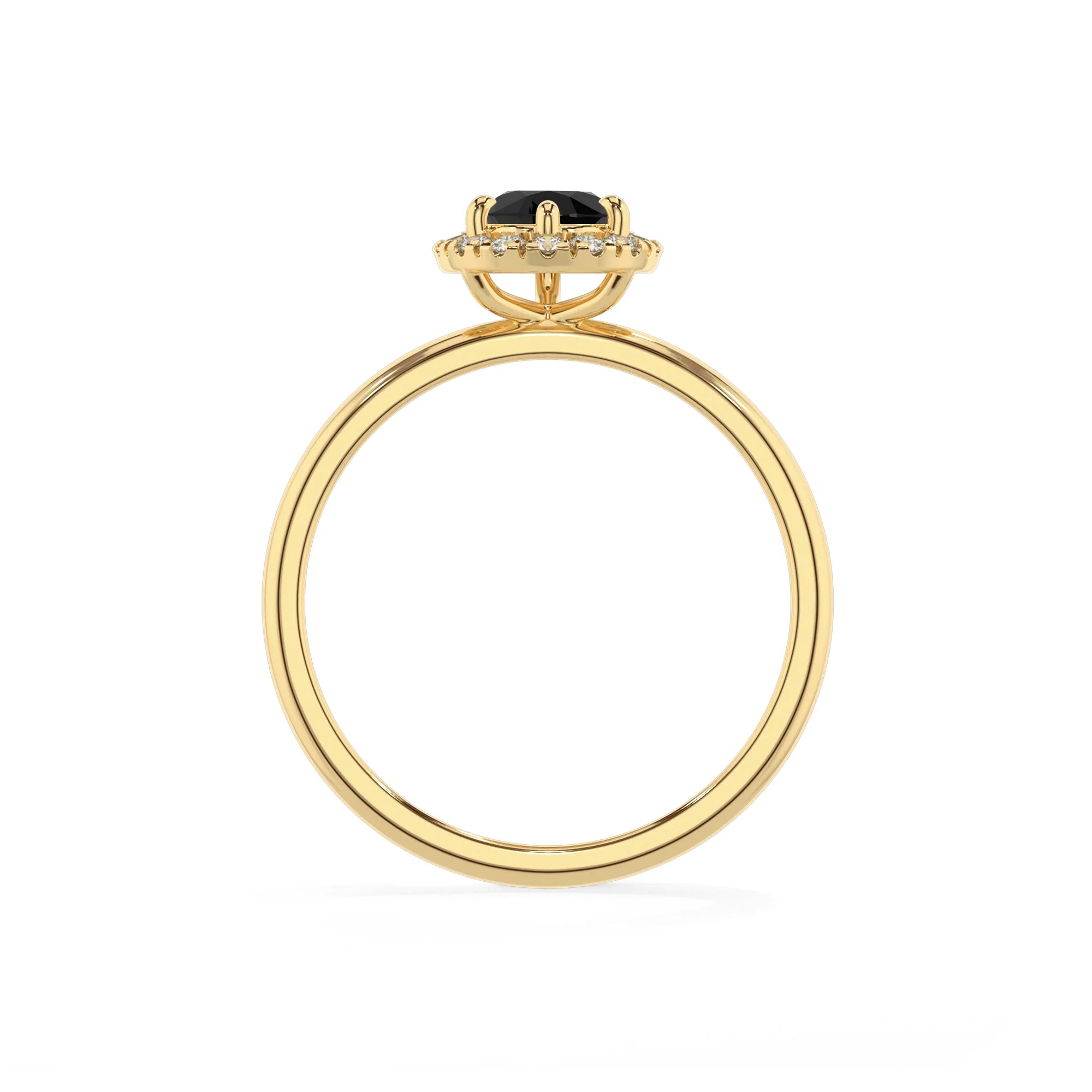 natural black-onyx pear solitaire rings in yellow gold