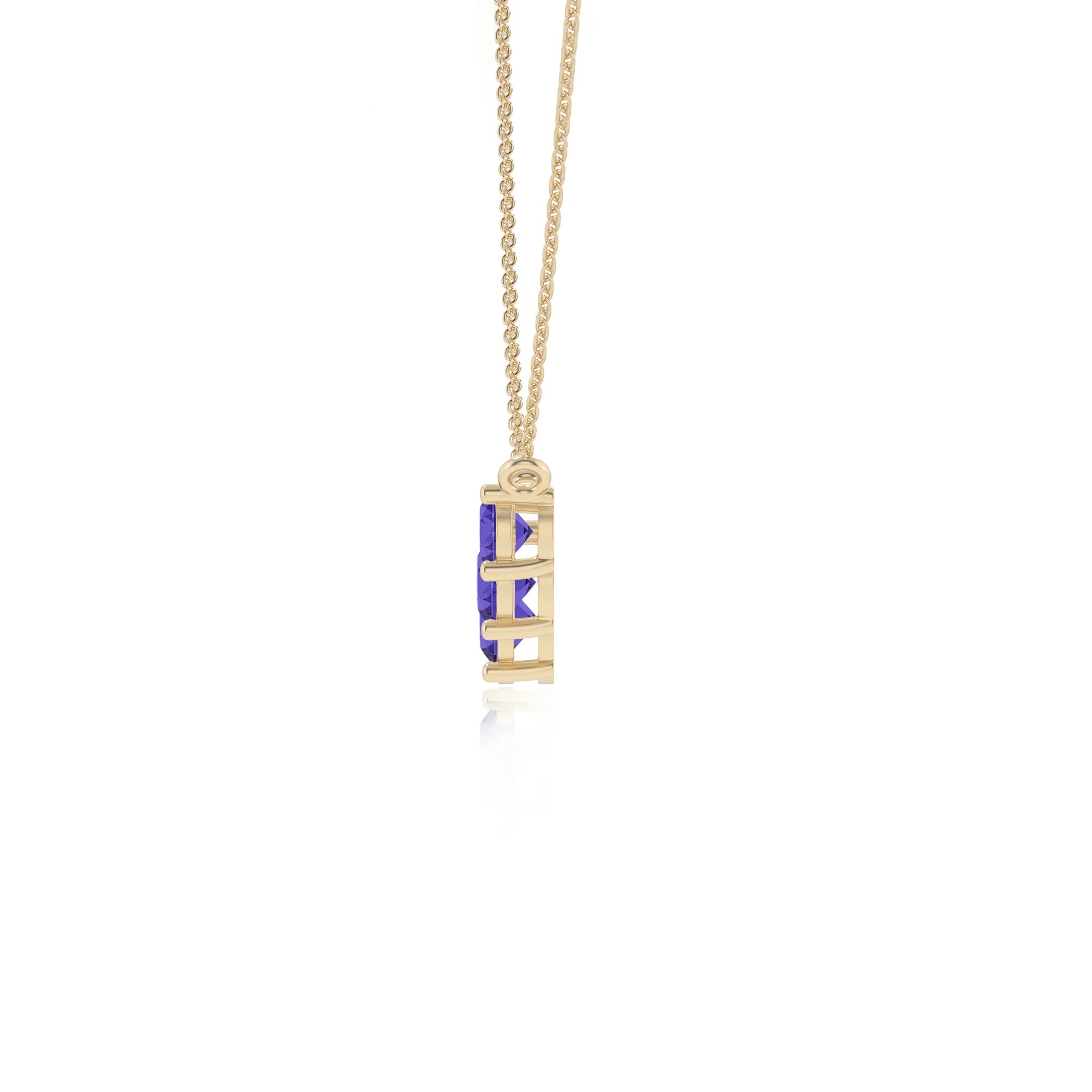 lab grown tanzanite round bar necklaces in yellow gold