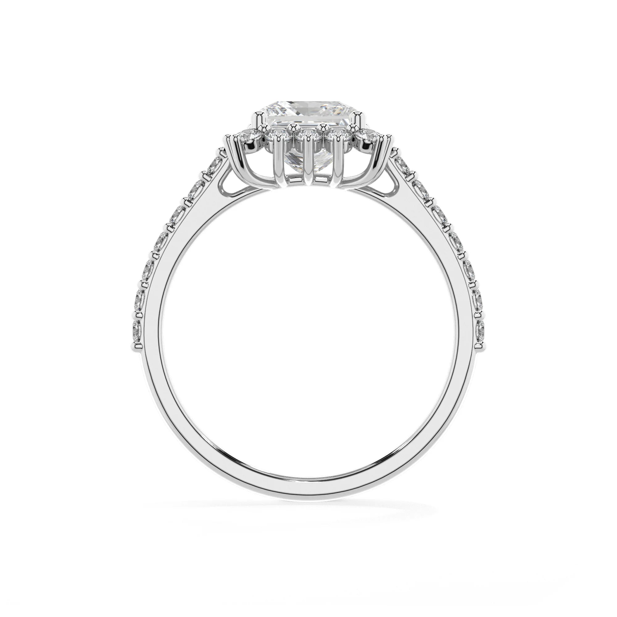 lab grown moissanite princess solitaire rings in sterling silver