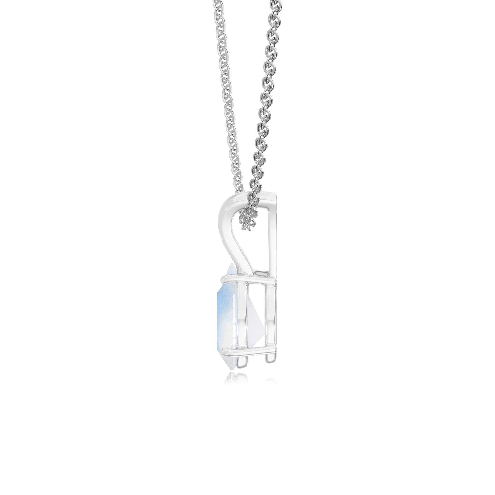 natural rainbow-moonstone pear solitaire v-bale necklaces in sterling silver