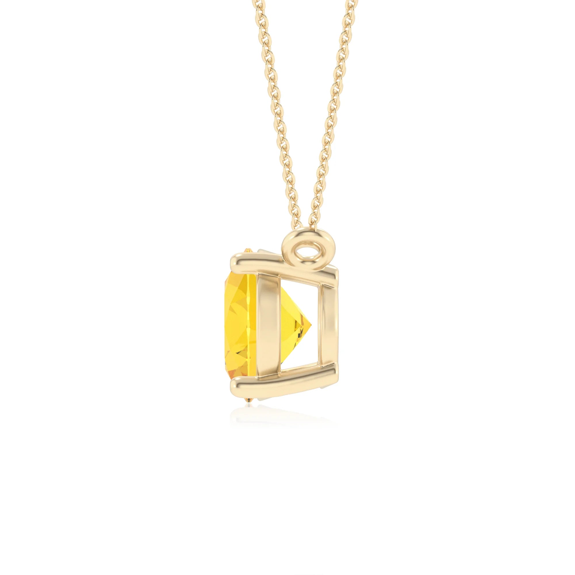 lab grown yellow-sapphire oval solitaire necklaces in yellow gold