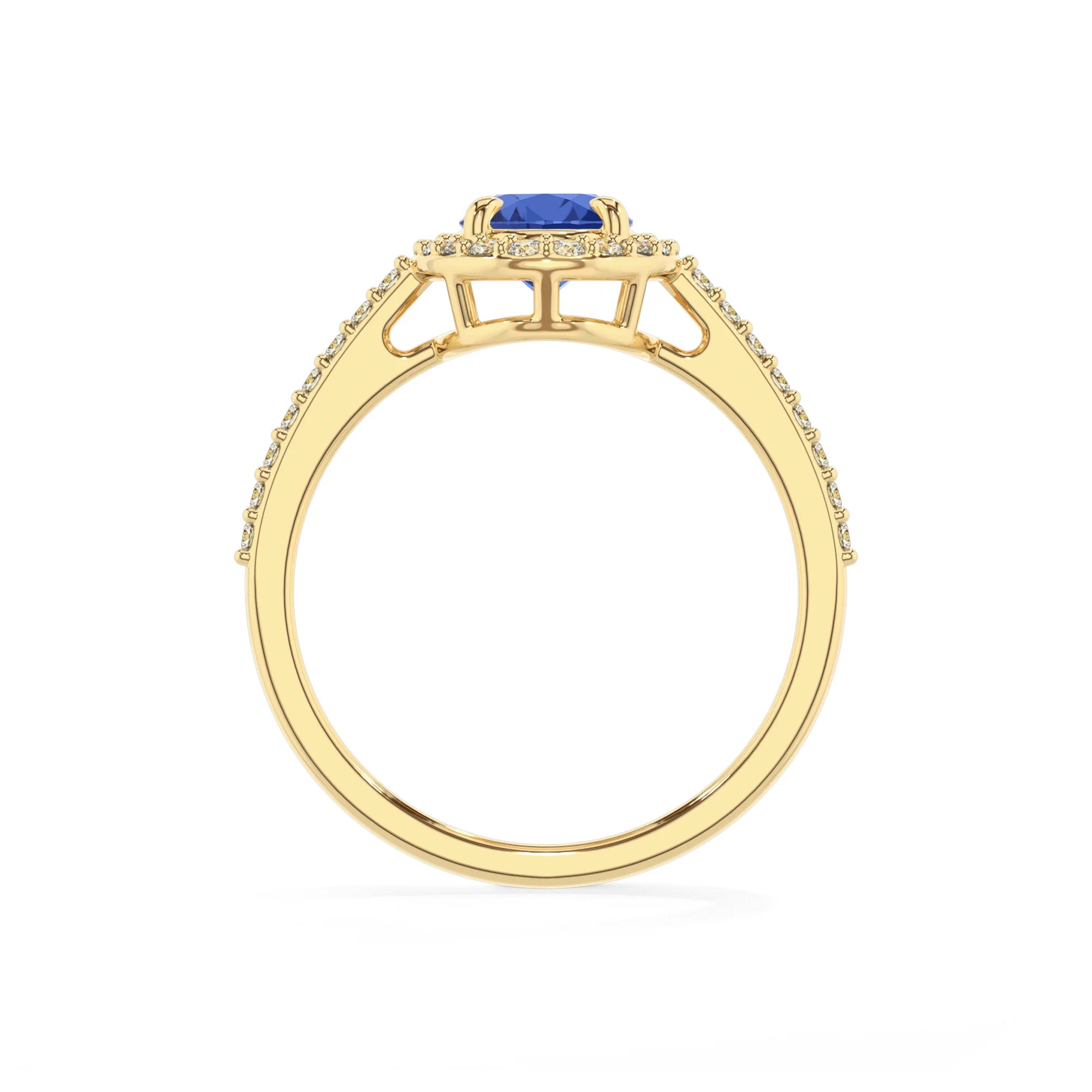lab grown blue-sapphire oval solitaire rings in yellow gold