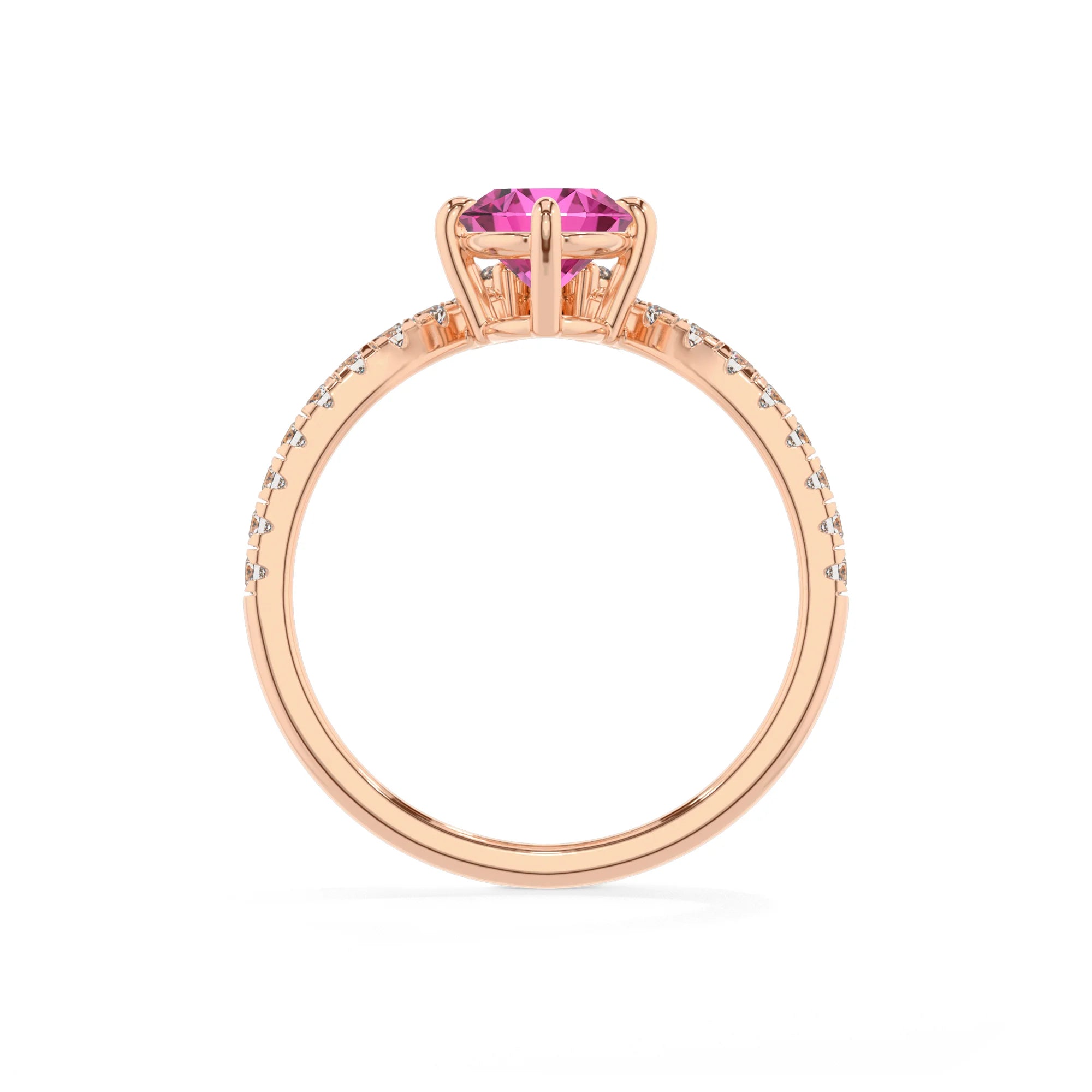 lab grown pink-sapphire oval solitaire rings in rose gold