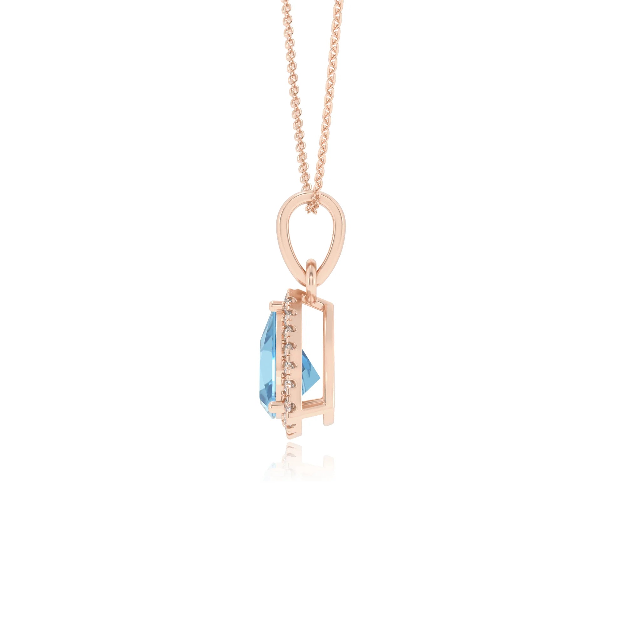 natural swiss-blue-topaz trillion solitaire necklaces in rose gold