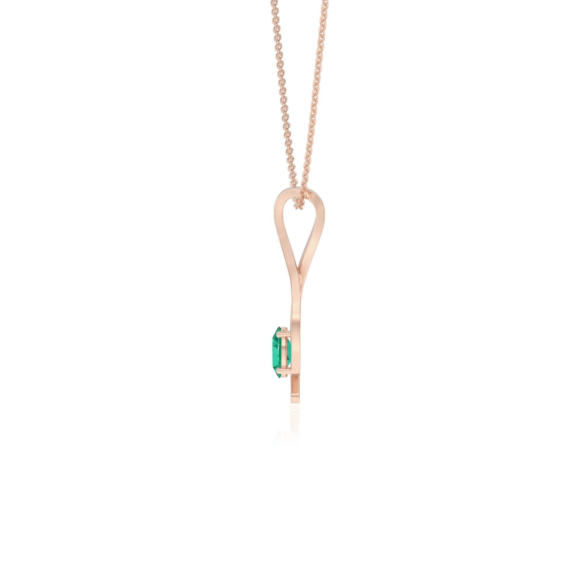 lab grown emerald oval solitaire necklaces in rose gold