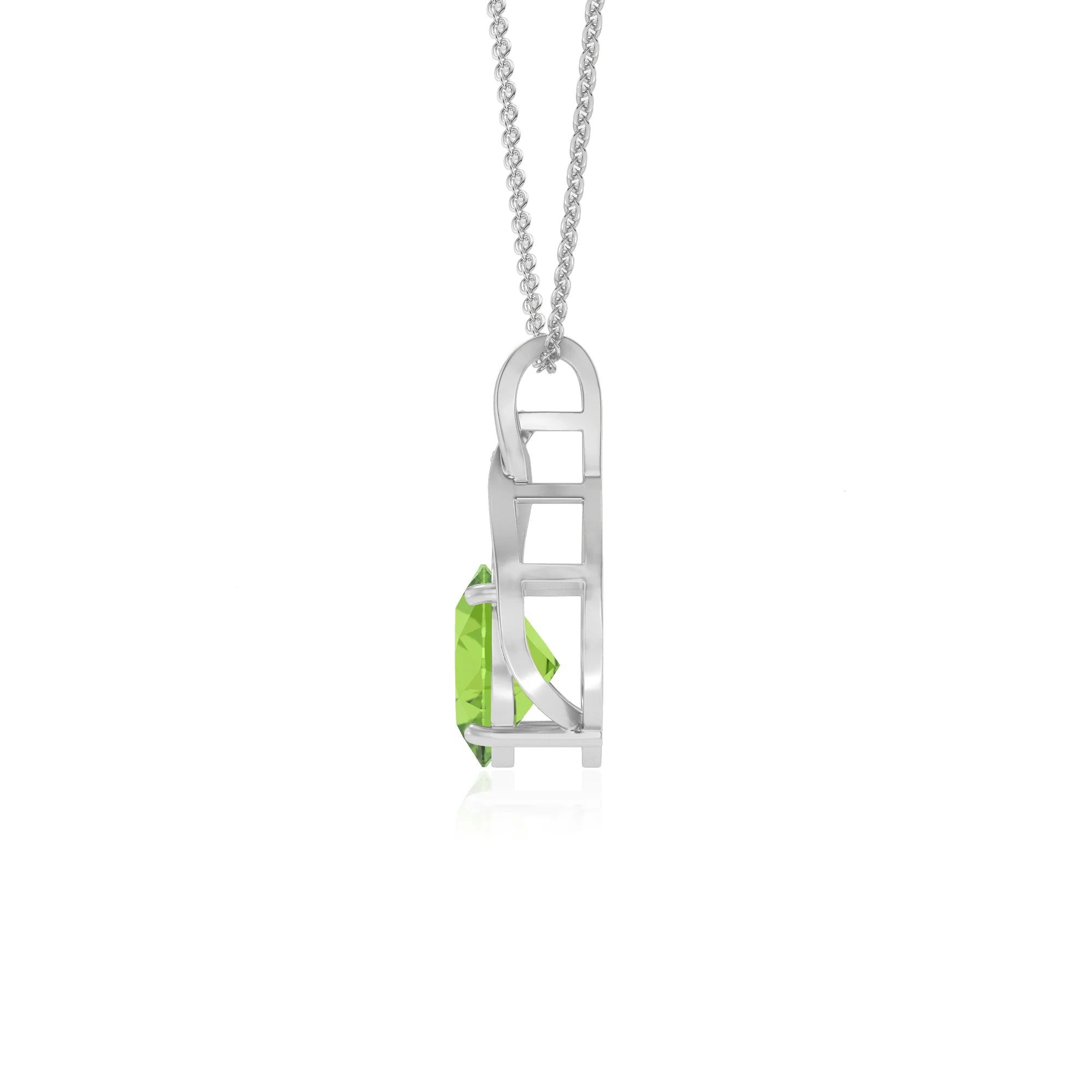 natural peridot oval solitaire necklaces in white gold