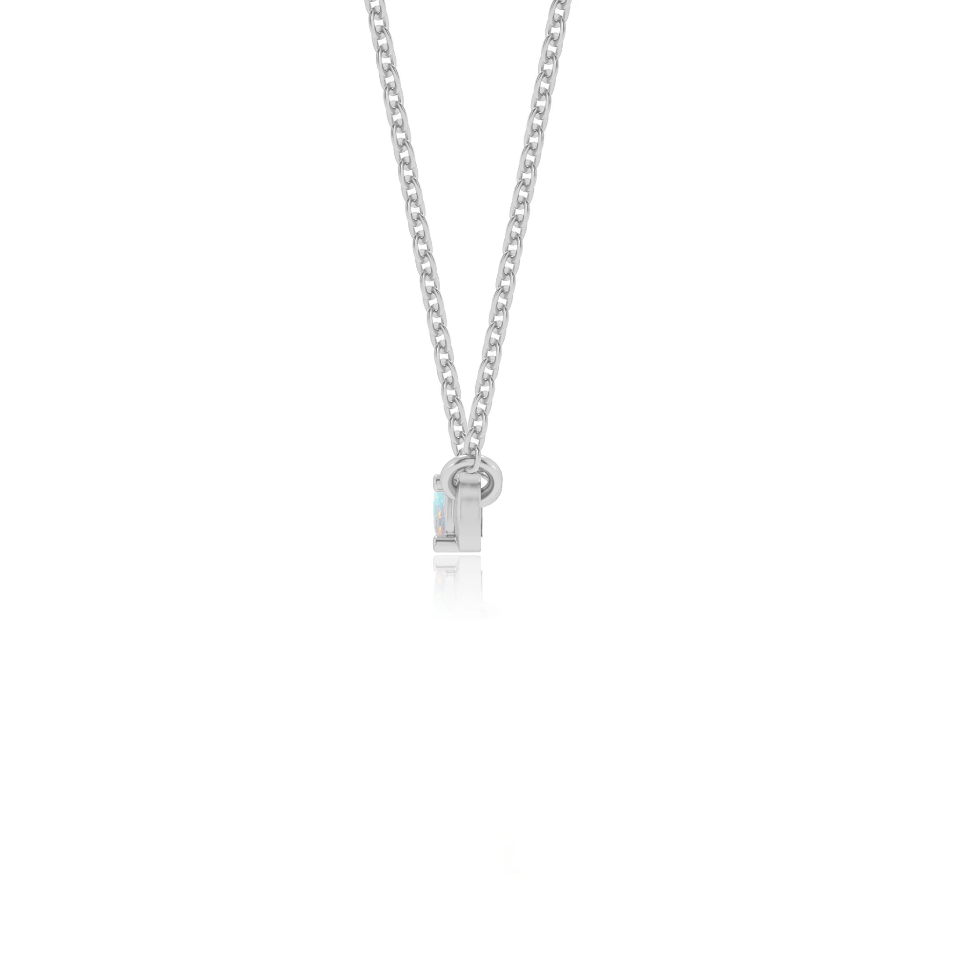 lab grown opal round bar v-bale necklaces in white gold