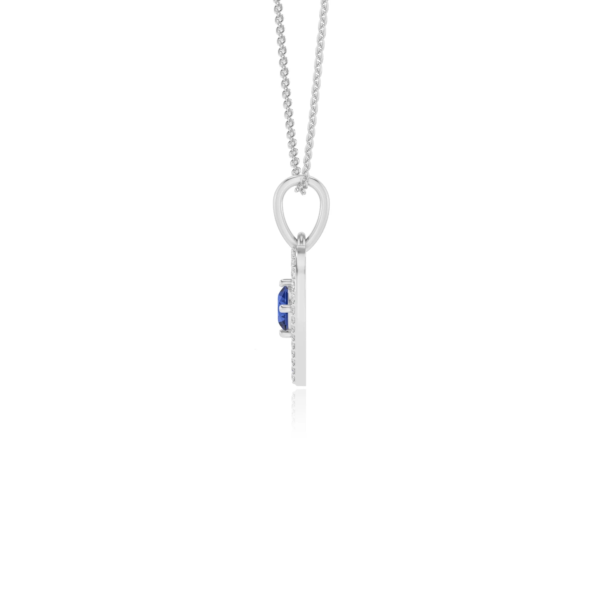 lab grown blue-sapphire round infinity necklaces in platinum