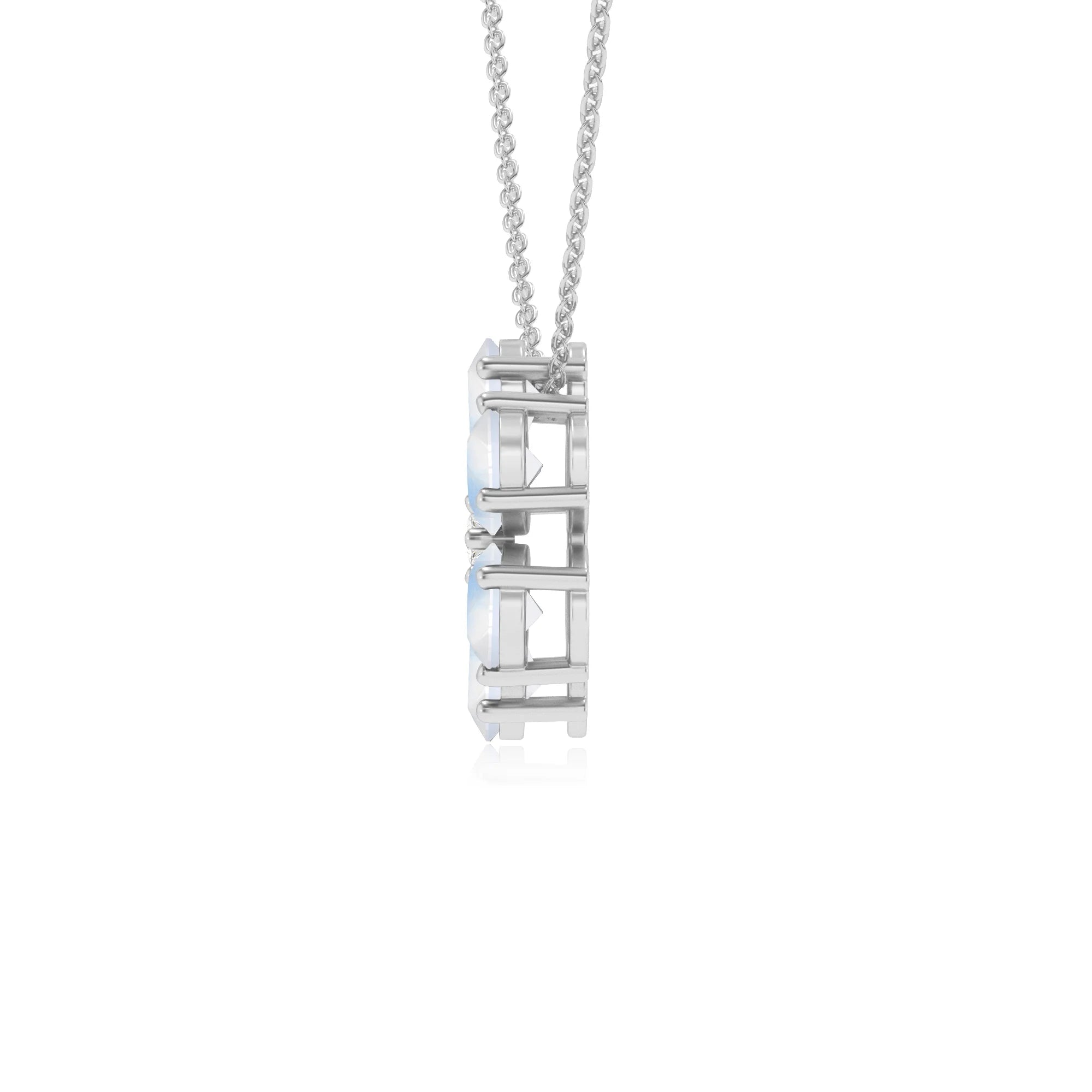 natural rainbow-moonstone pear solitaire necklaces in platinum