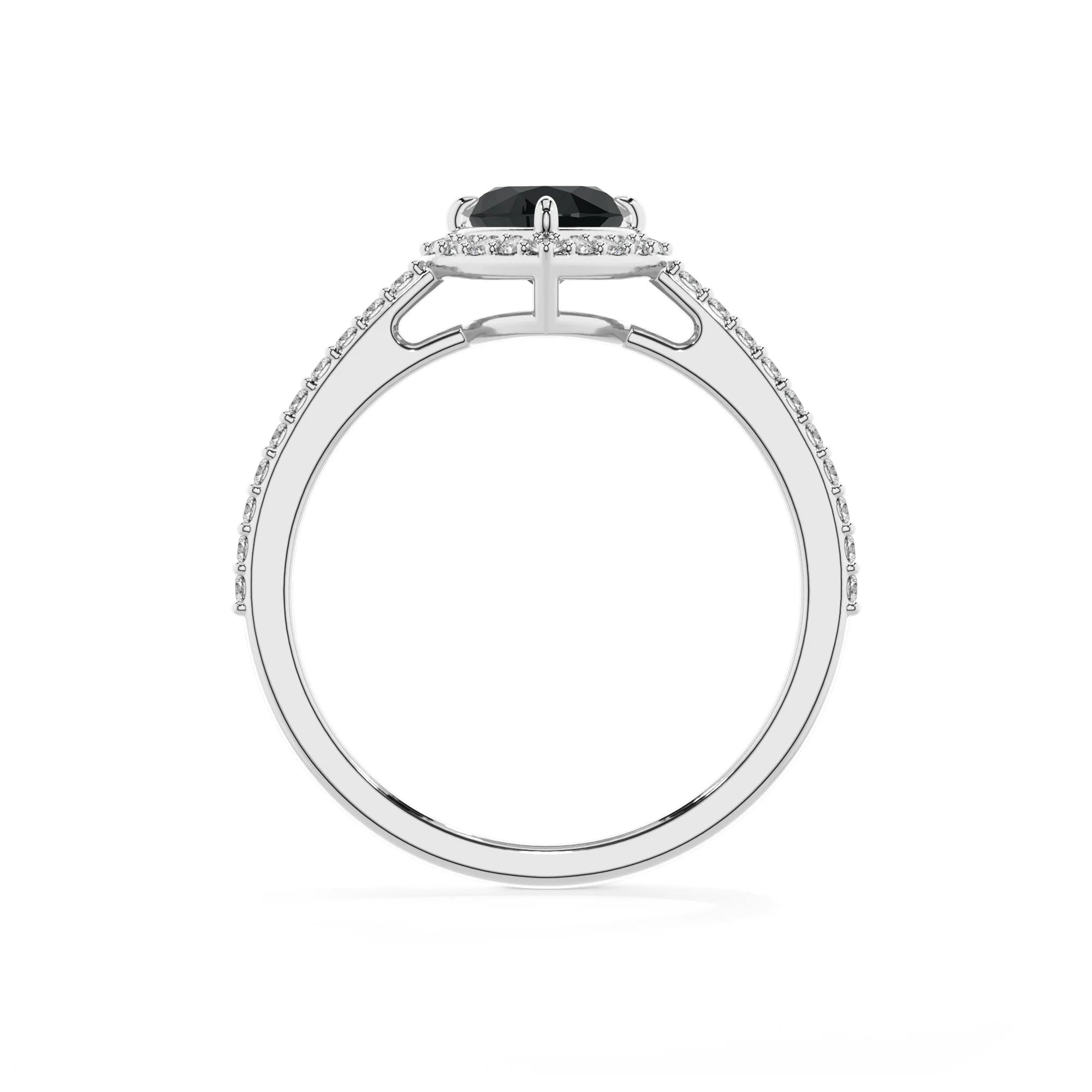 natural black-onyx heart solitaire rings in white gold