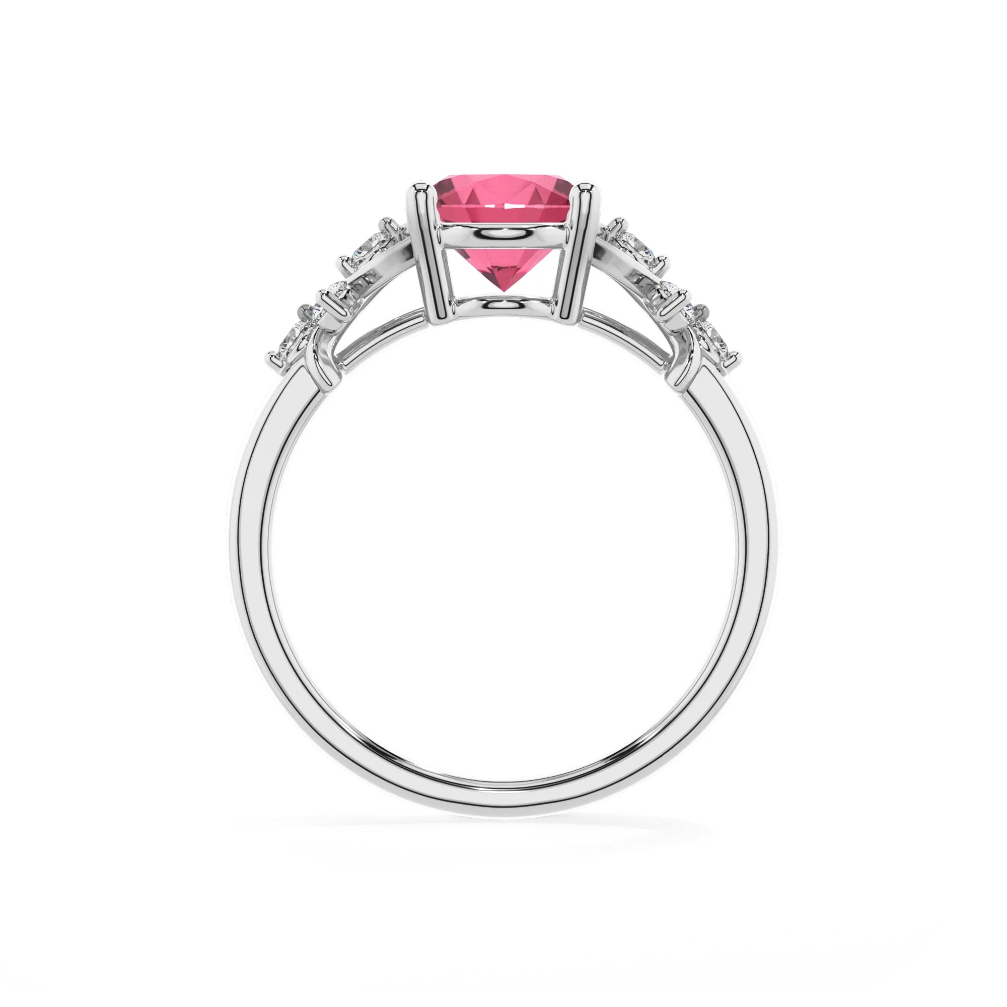 lab grown pink-tourmaline oval solitaire rings in platinum