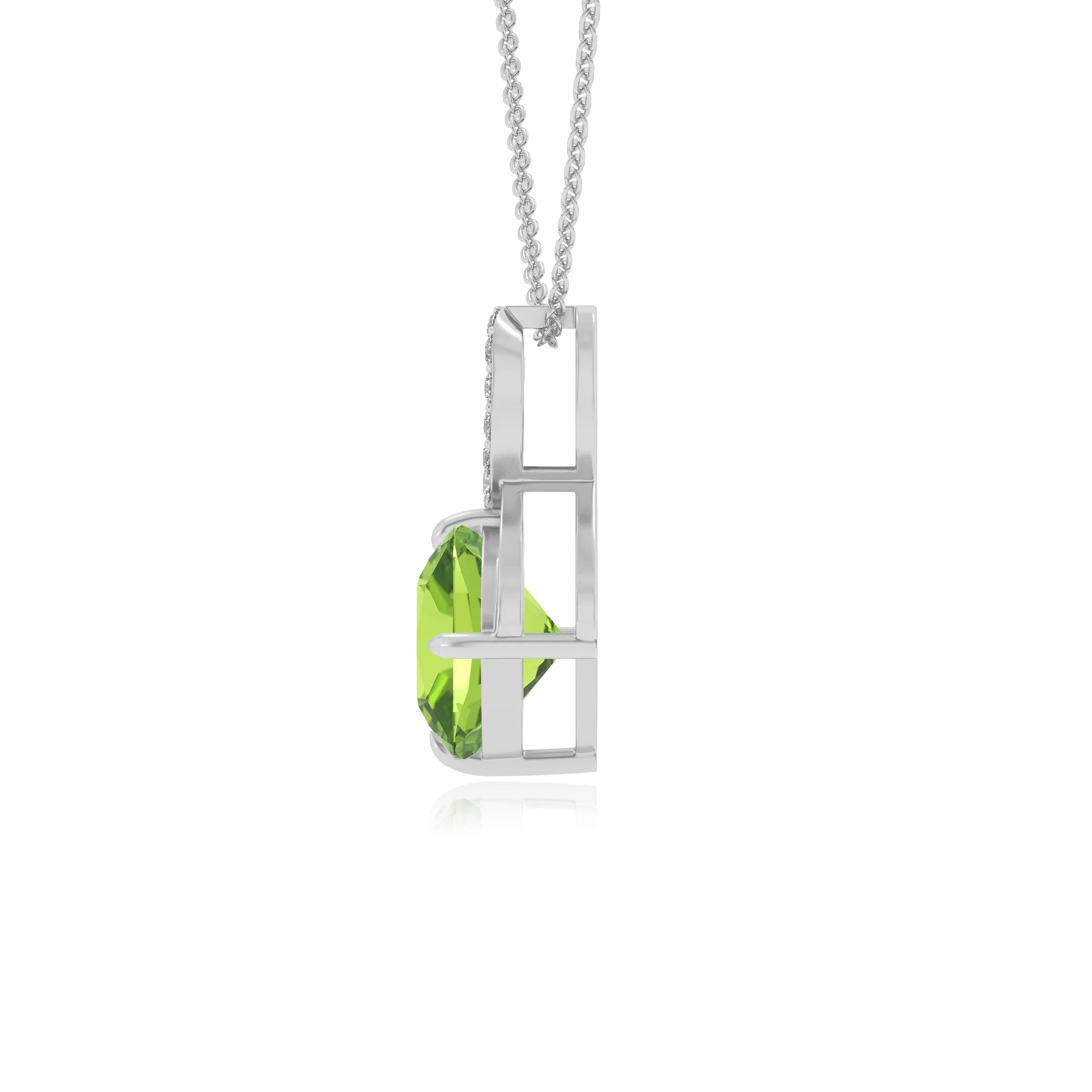 natural peridot cushion infinity necklaces in platinum