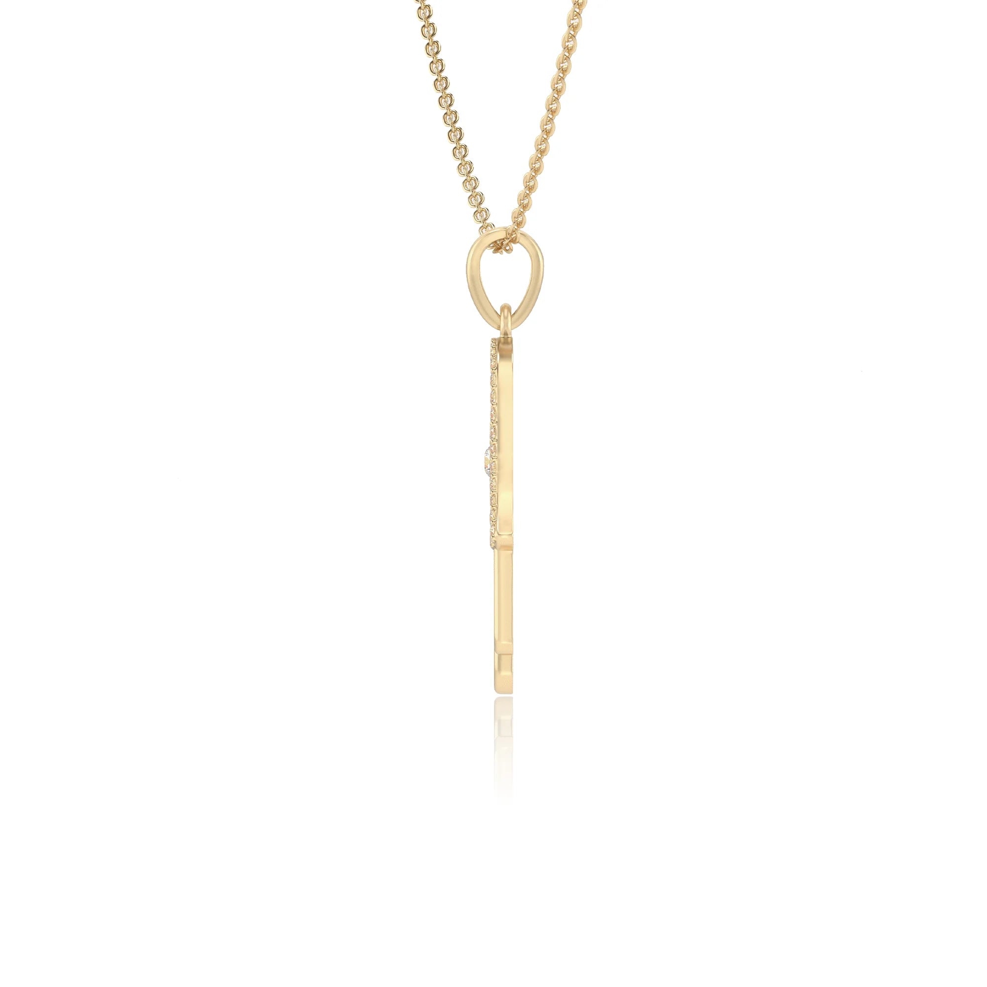 lab grown moissanite round infinity necklaces in yellow gold