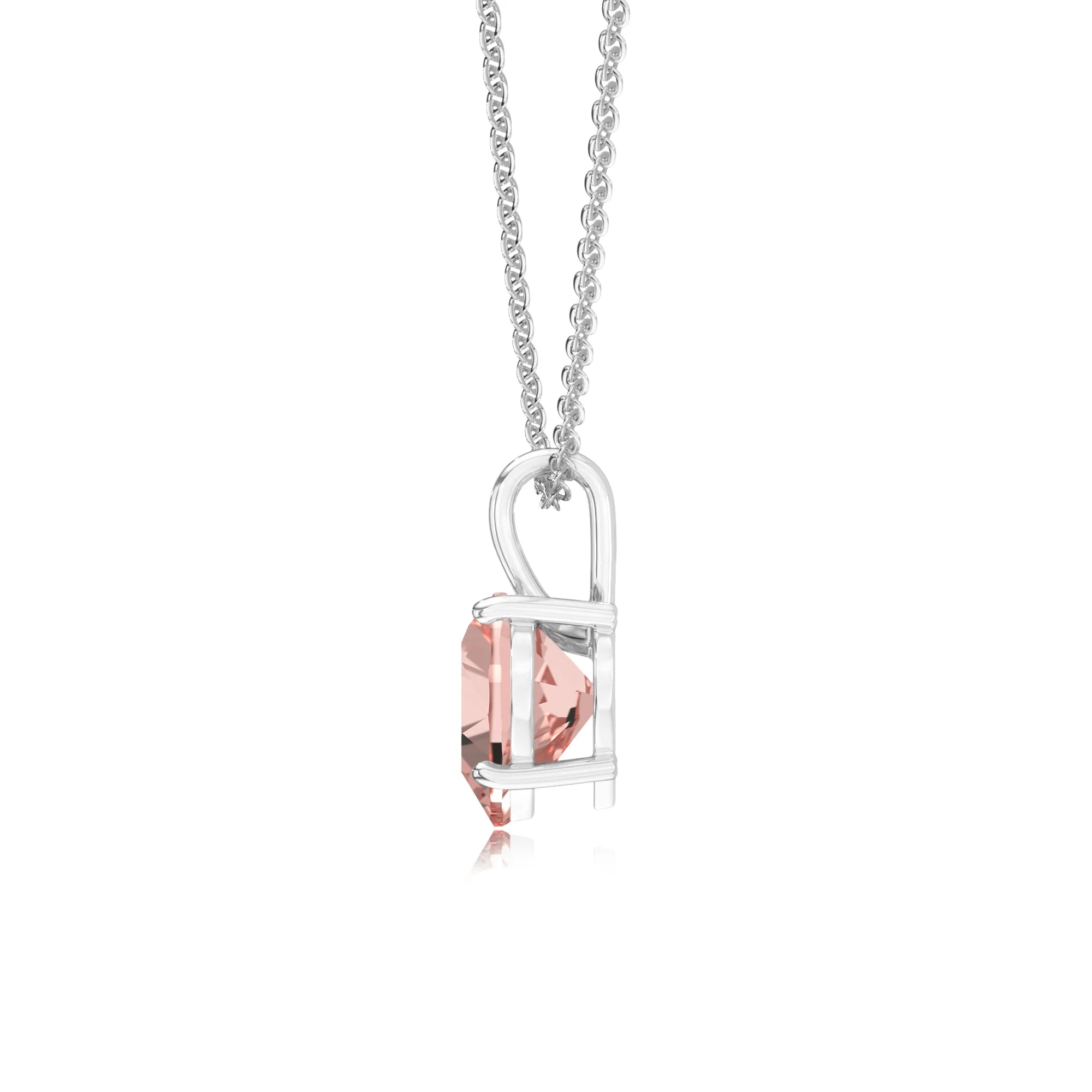 lab grown morganite heart solitaire necklaces in platinum