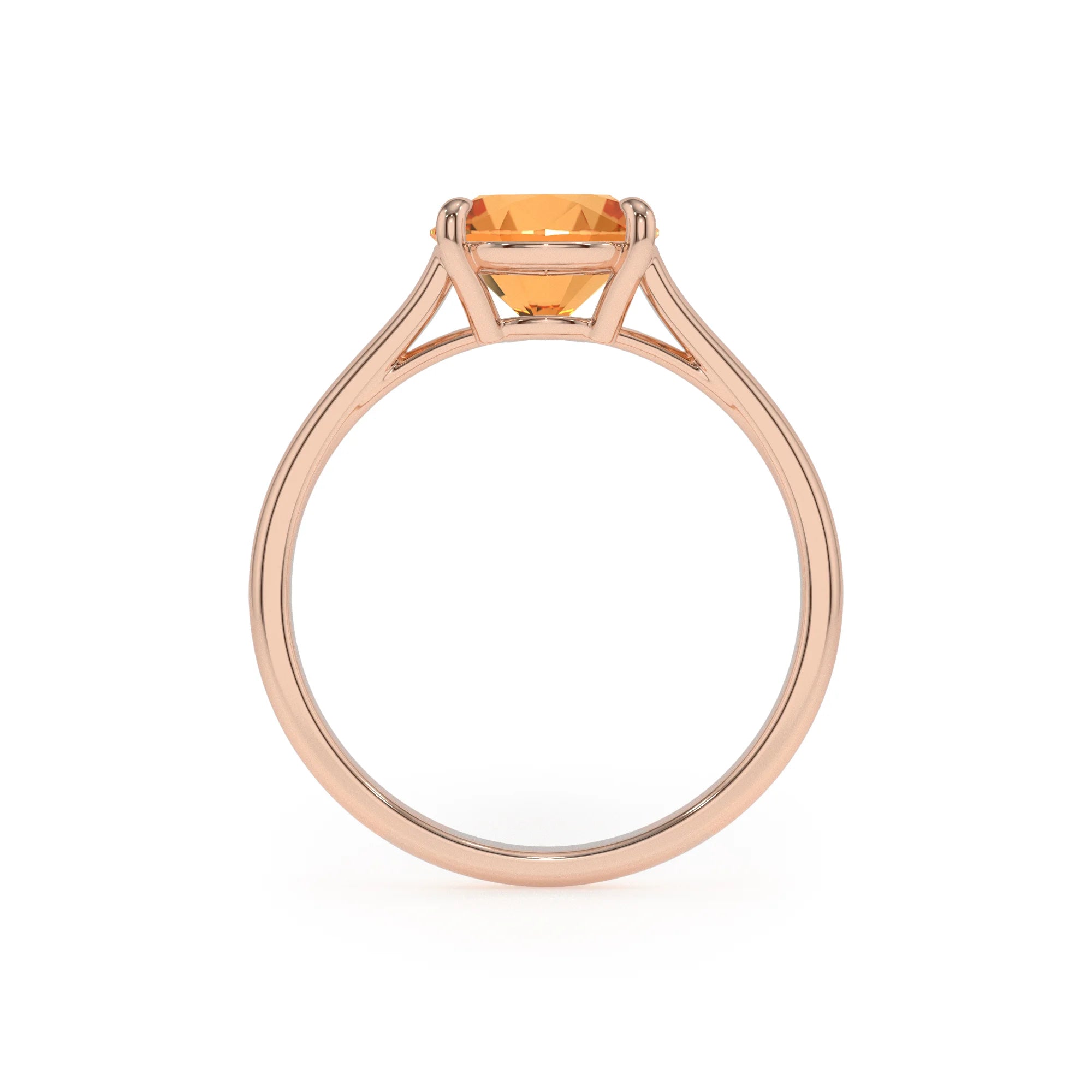 lab grown citrine pear solitaire rings in rose gold